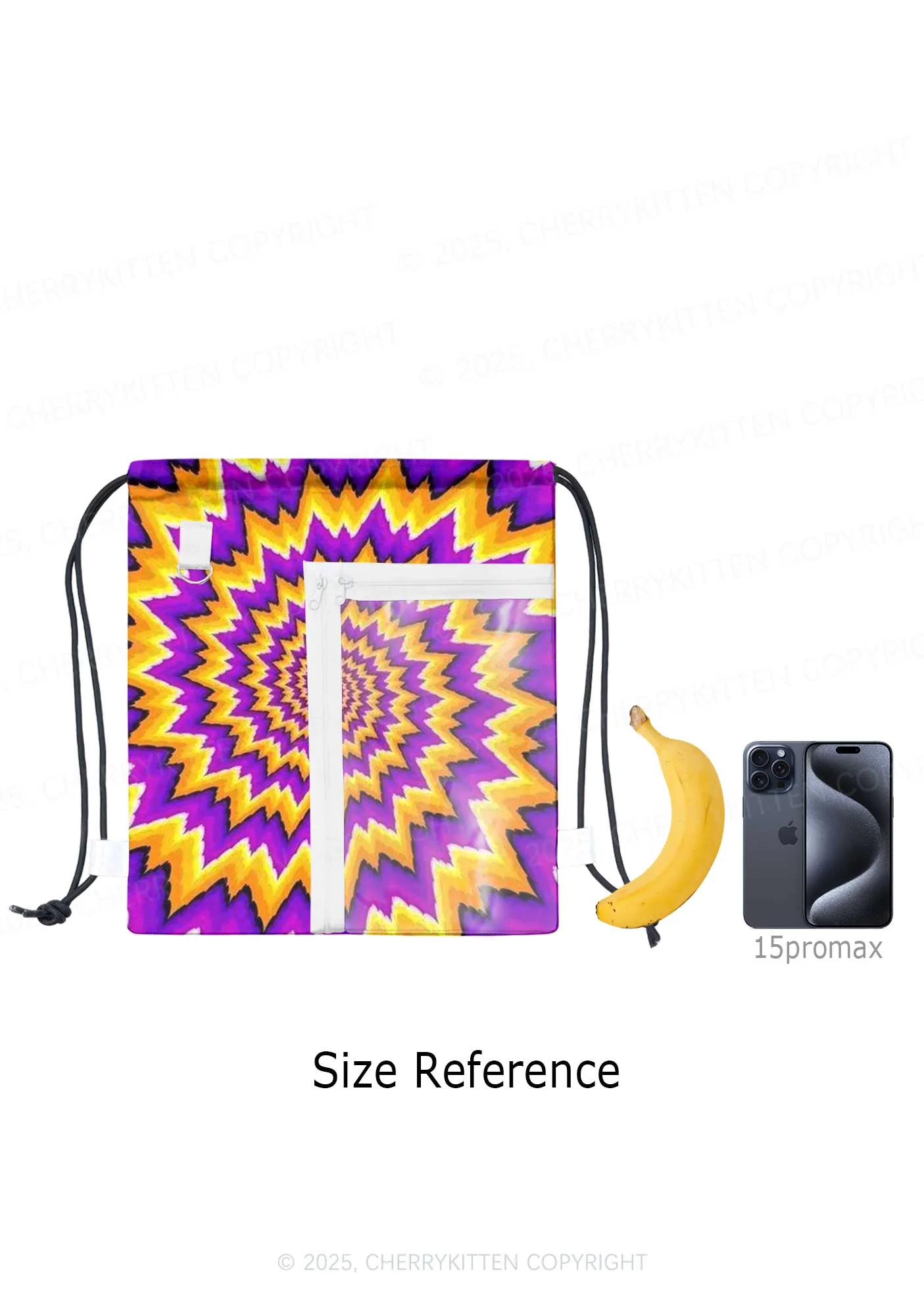 Yellow Purple Optical Illusion Y2K Drawstring Itabag Backpack Cherrykitten - Image 4