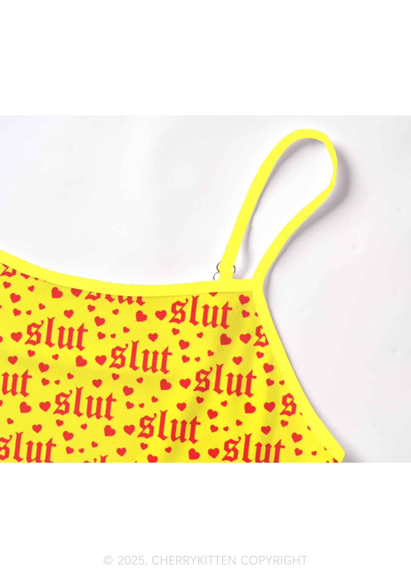 Yellow Slxt Y2K Mesh Cami Tank Cherrykitten - Image 3