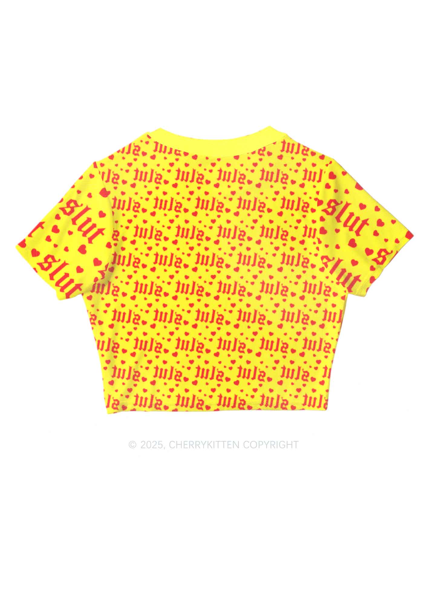 Yellow Slxt  Y2K Mesh Crop Top Cherrykitten - Image 2
