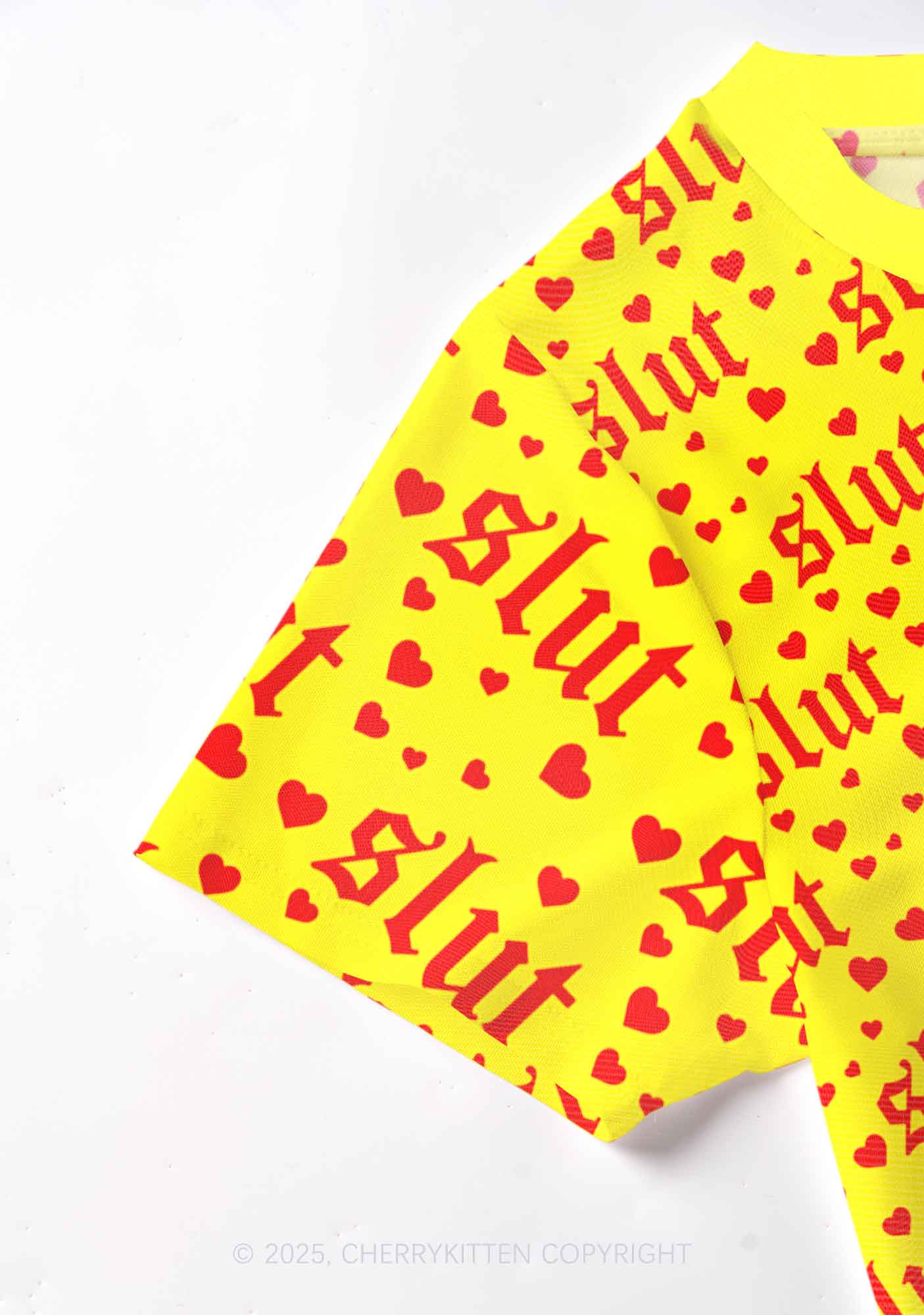 Yellow Slxt  Y2K Mesh Crop Top Cherrykitten - Image 3