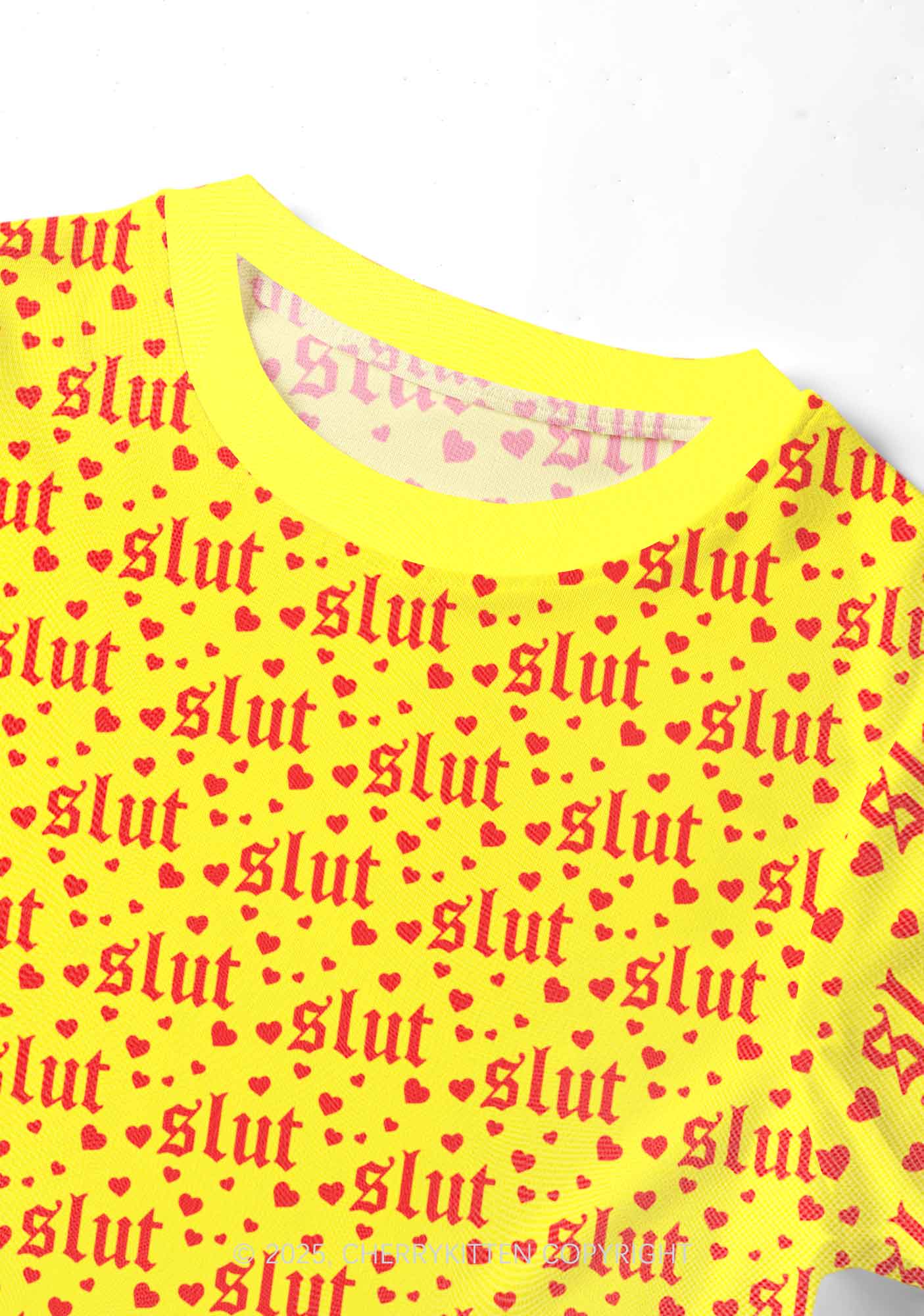 Yellow Slxt  Y2K Mesh Crop Top Cherrykitten - Image 4