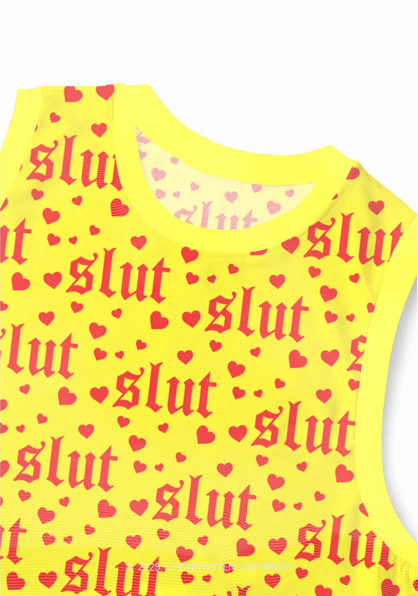 Yellow Slxt Y2K Mesh Muscle Tank Cherrykitten - Image 3