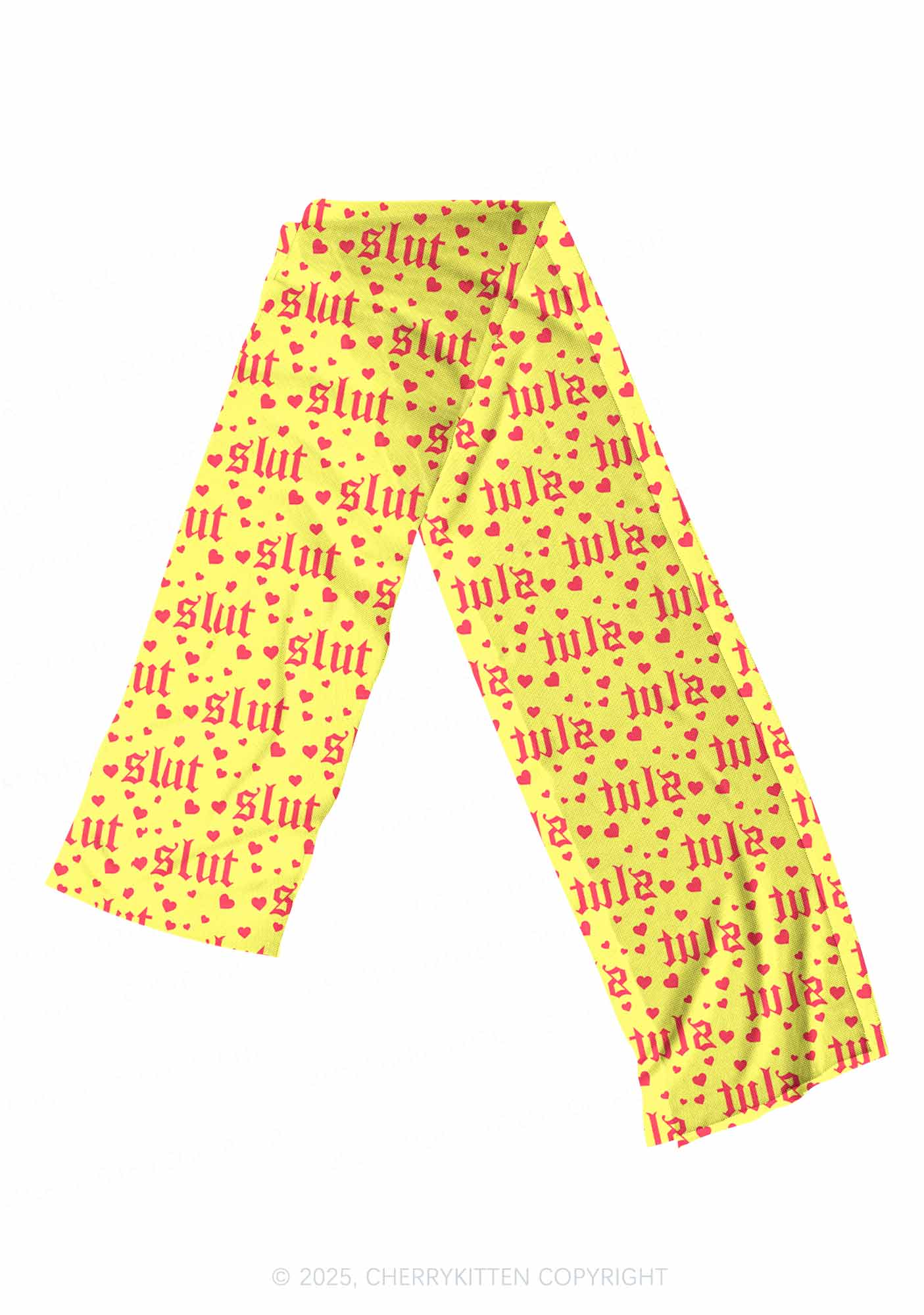 Yellow Slxt Y2K Mesh Slip Dress With Scarf Set Cherrykitten - Image 4