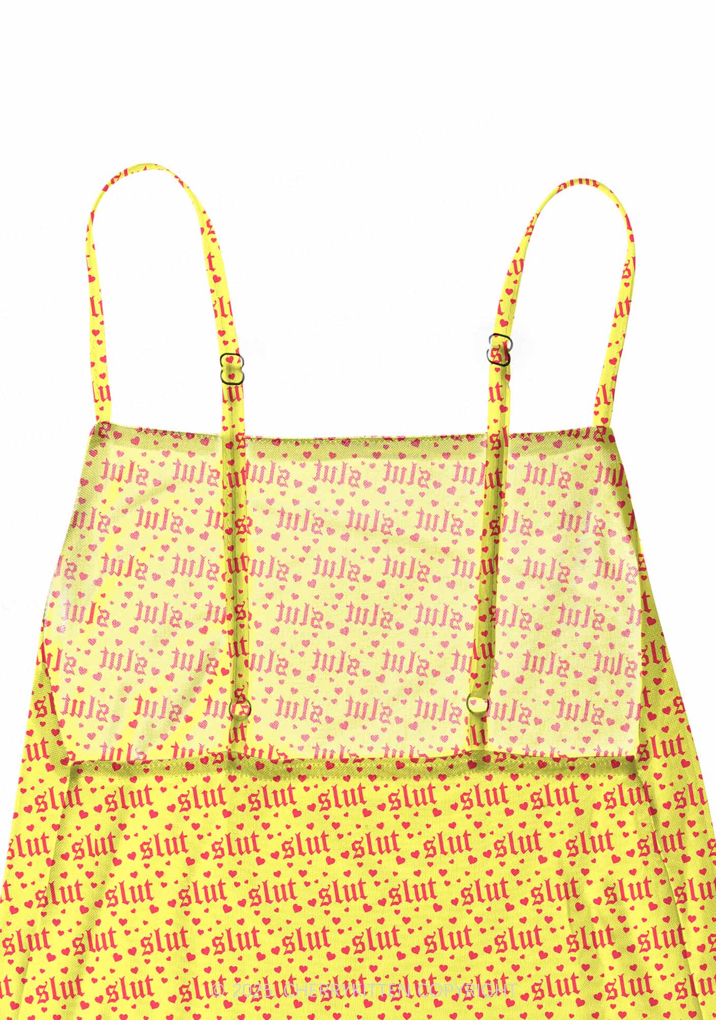Yellow Slxt Y2K Mesh Slip Dress With Scarf Set Cherrykitten - Image 5