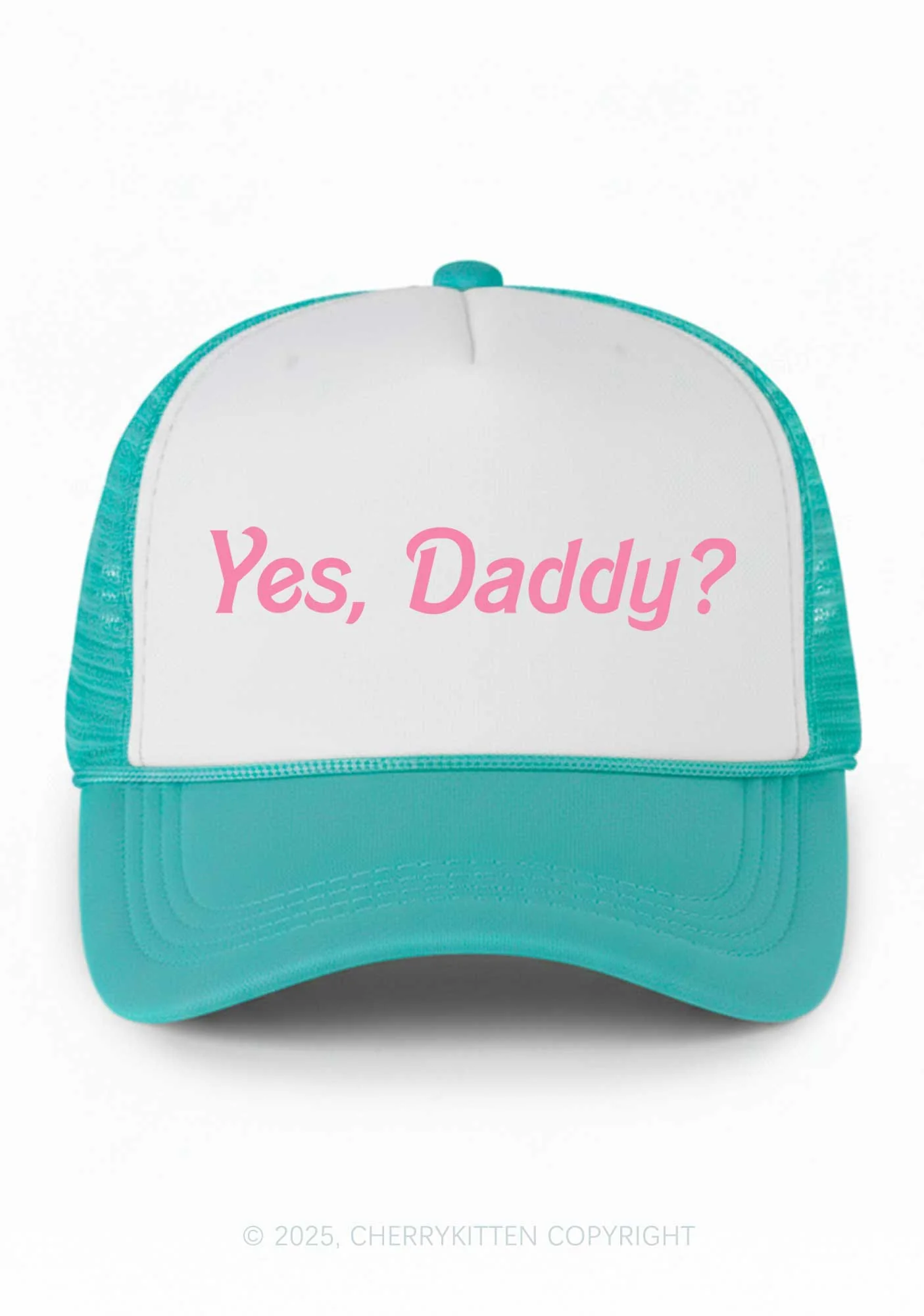 Yes Daddy Valentine's Day Y2K Colorblock Trucker Hat Cherrykitten - Image 12