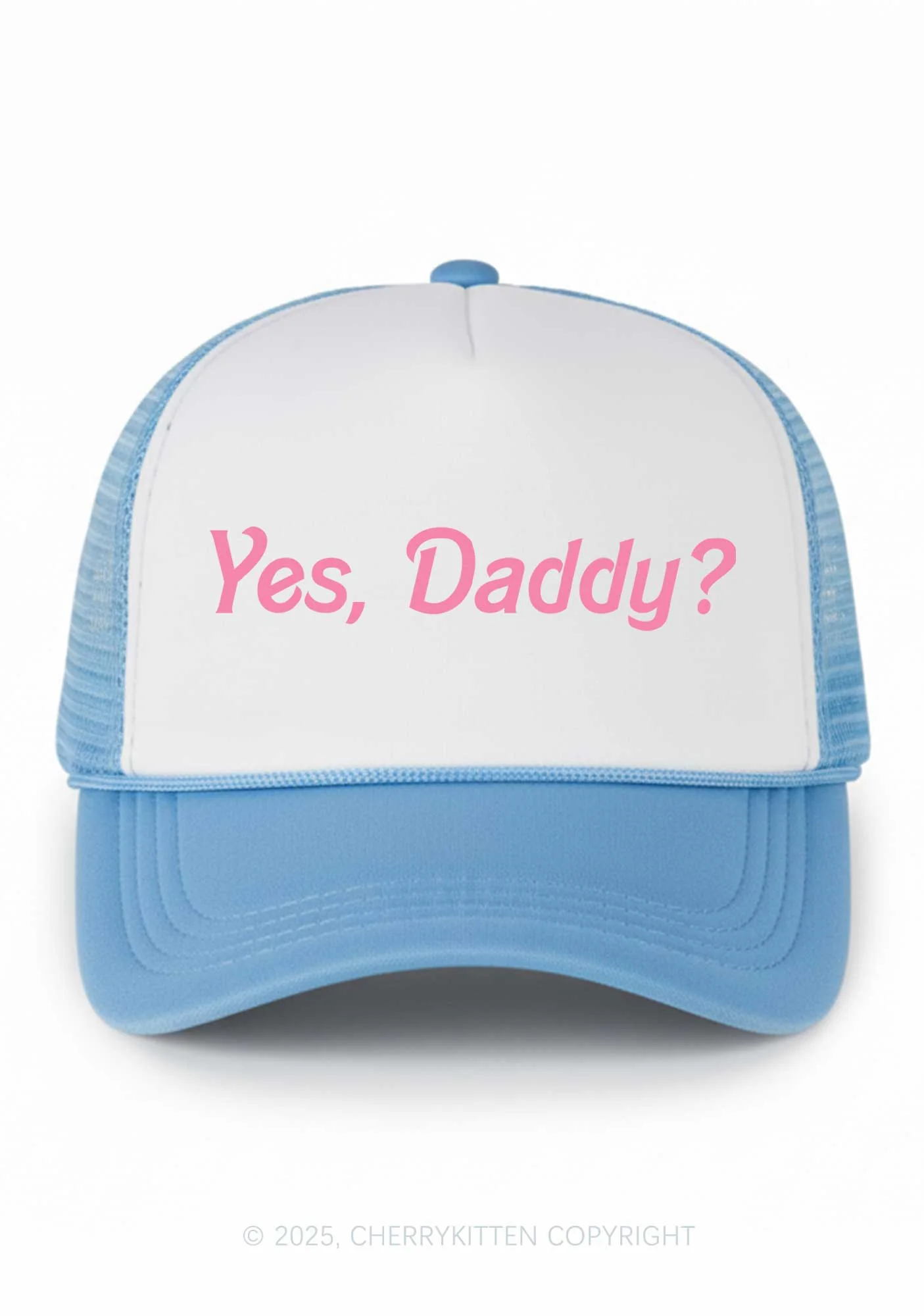 Yes Daddy Valentine's Day Y2K Colorblock Trucker Hat Cherrykitten - Image 3