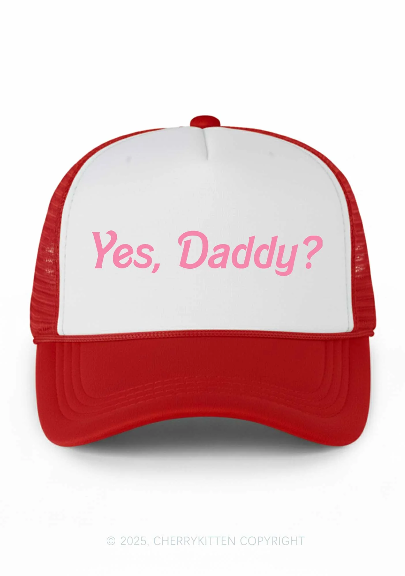 Yes Daddy Valentine's Day Y2K Colorblock Trucker Hat Cherrykitten - Image 5