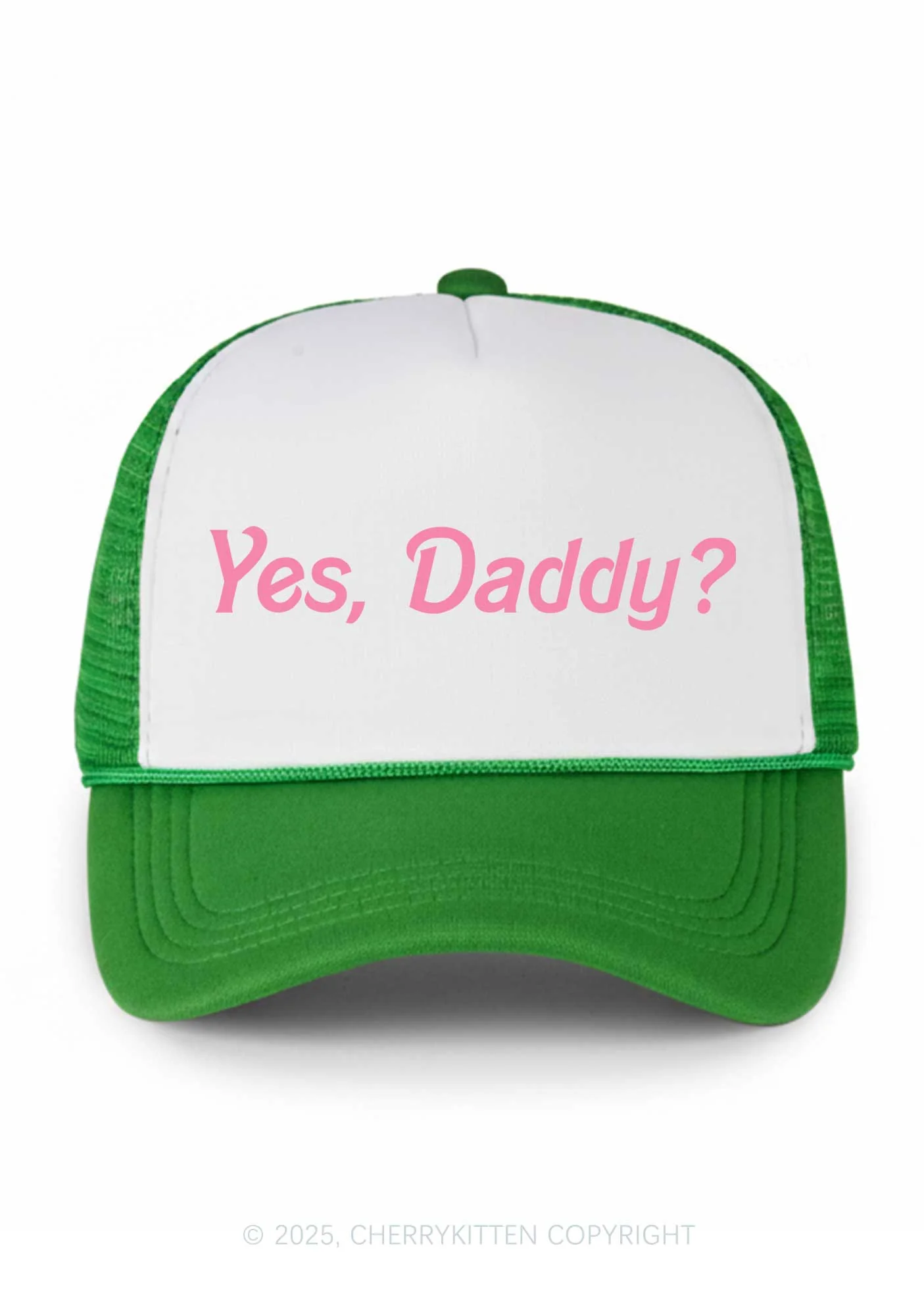 Yes Daddy Valentine's Day Y2K Colorblock Trucker Hat Cherrykitten - Image 6