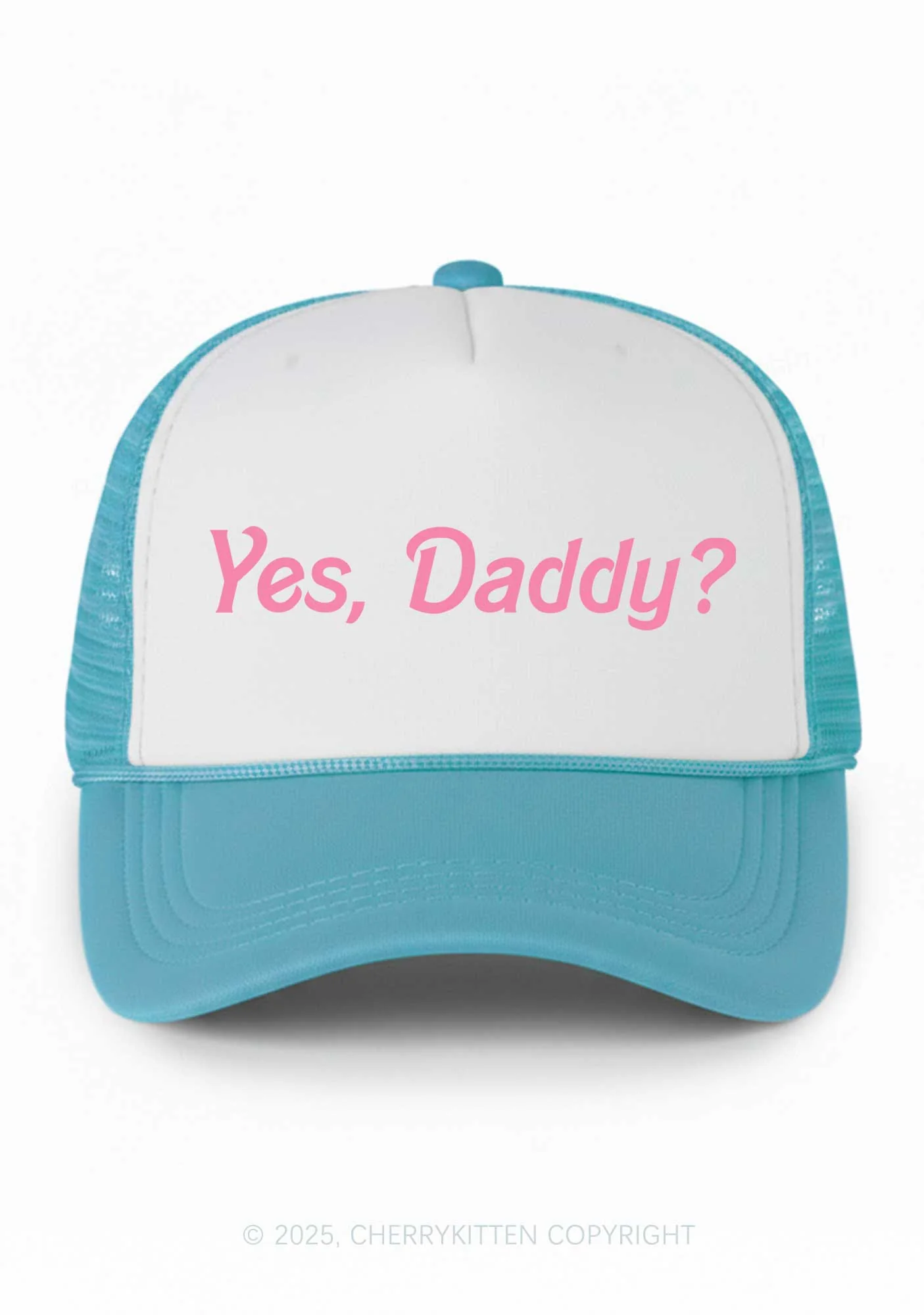 Yes Daddy Valentine's Day Y2K Colorblock Trucker Hat Cherrykitten - Image 9