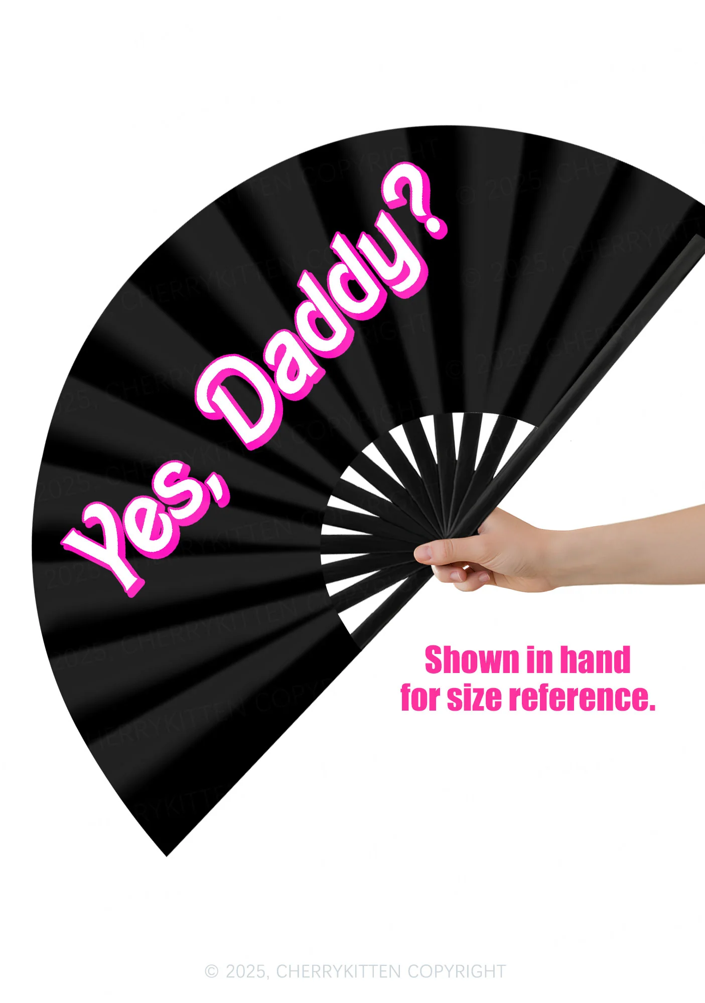 Yes Daddy Valentine's Day Y2K Rave Hand Fan Cherrykitten - Image 2