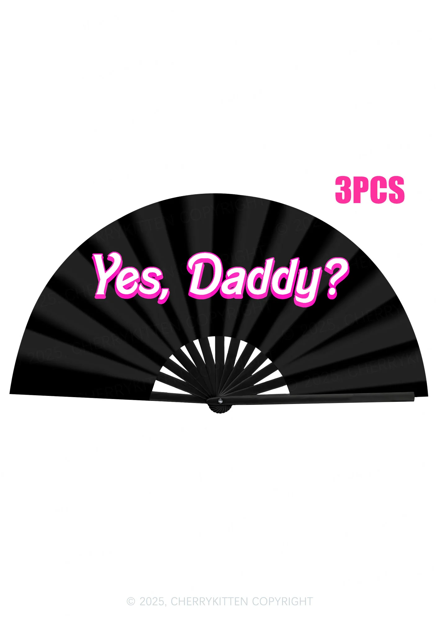 Yes Daddy Valentine's Day Y2K Rave Hand Fan Cherrykitten - Image 3