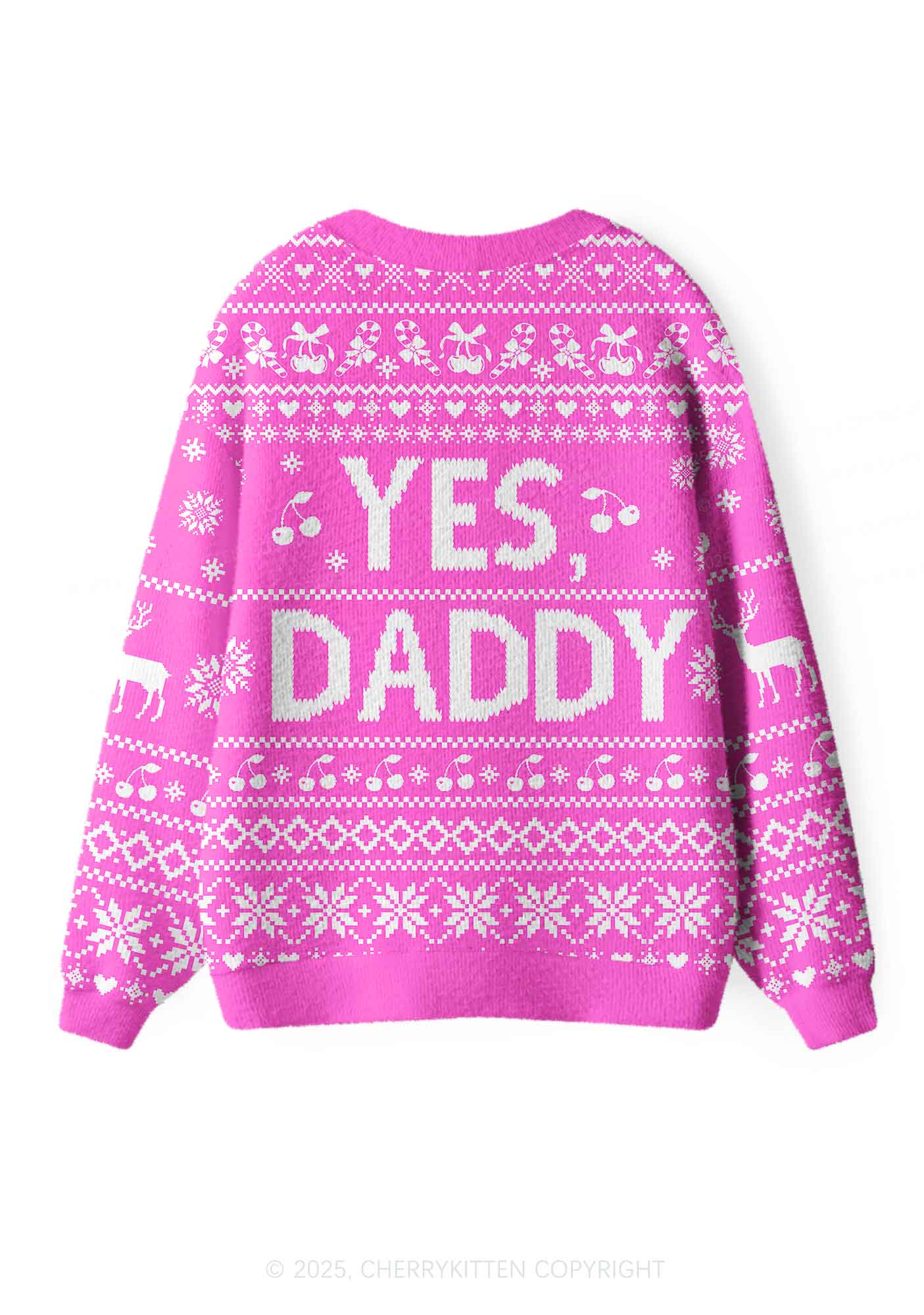 Yes Daddy Y2K Christmas Cardigan Knit Sweatshirt Cherrykitten - Image 2