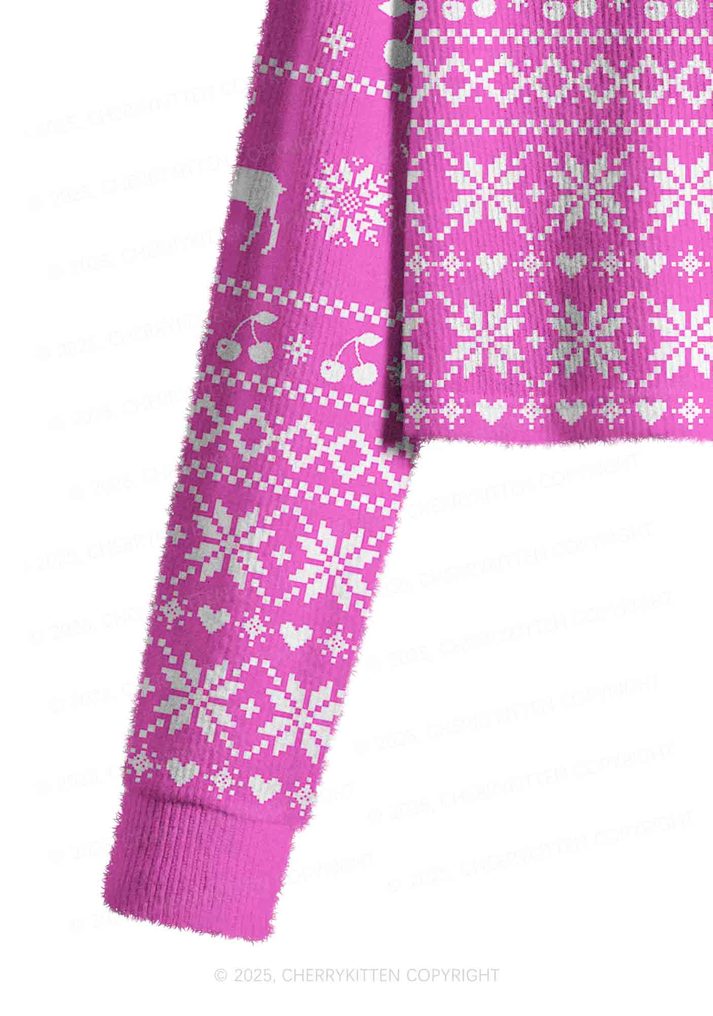 Yes Daddy Y2K Christmas Crop Knit Sweatshirt Cherrykitten - Image 5