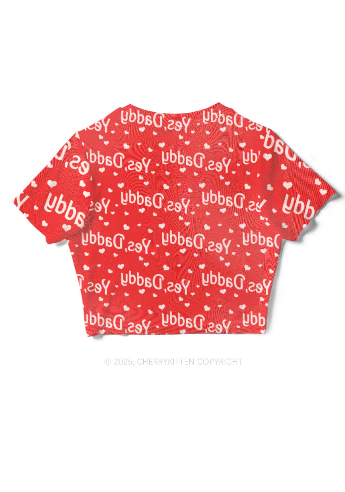 Yes Daddy Y2K Mesh Crop Top Cherrykitten - Image 4