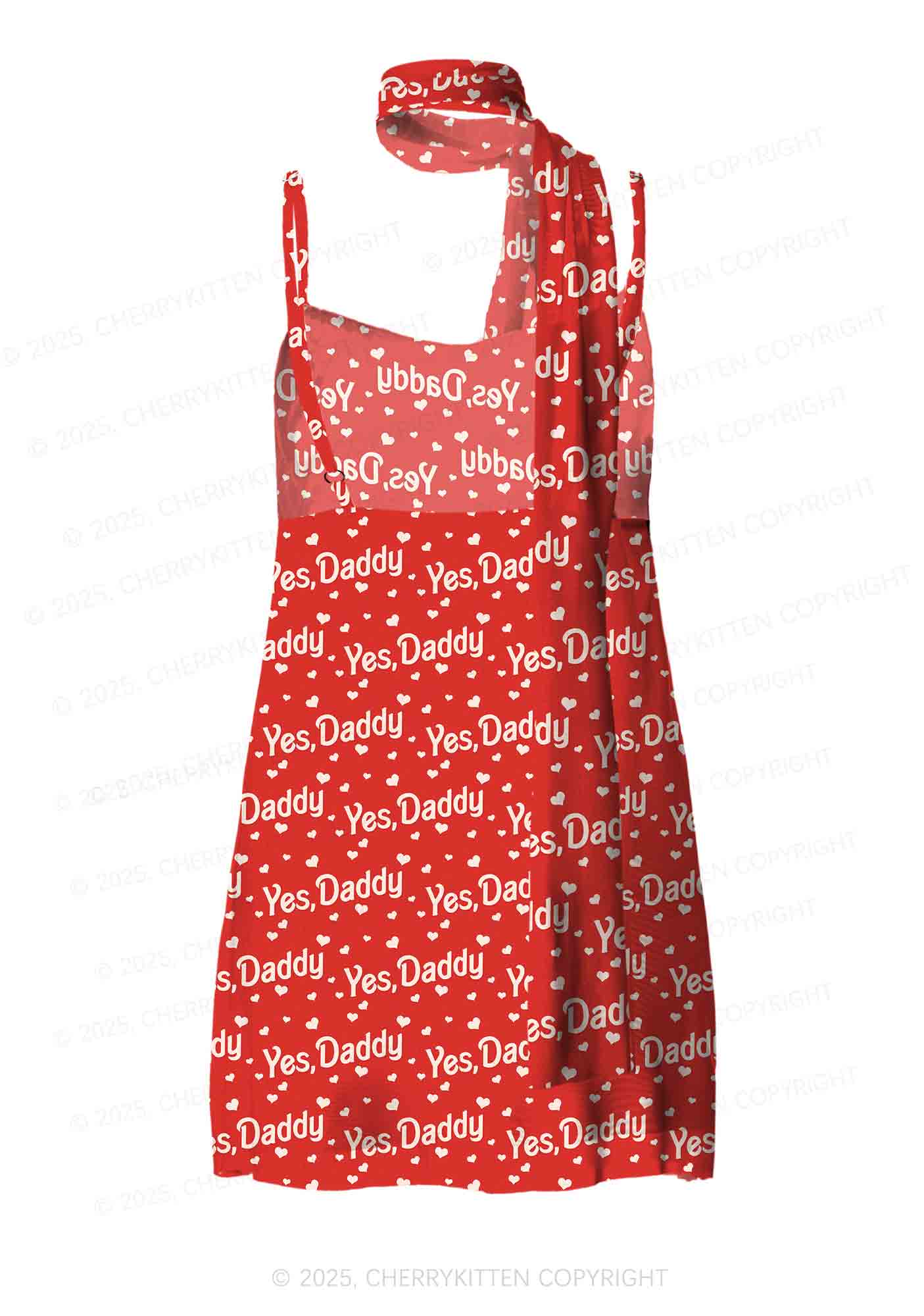 Yes Daddy Y2K Mesh Slip Dress With Scarf Set Cherrykitten - Image 3