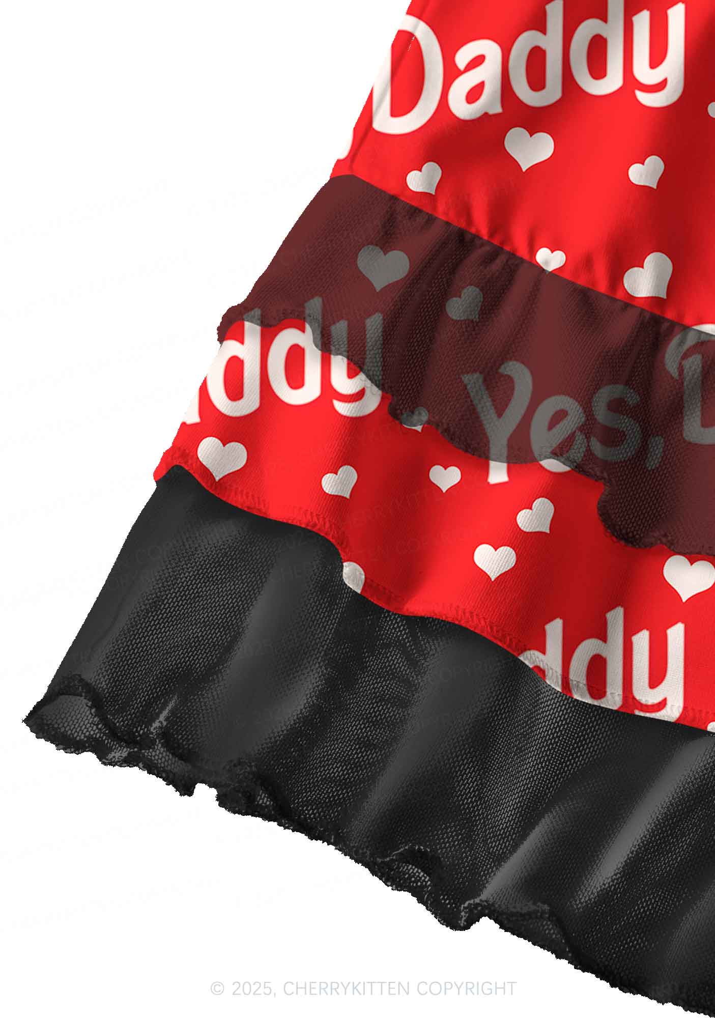Yes Daddy Y2K Print Mini Layered Skirt Cherrykitten - Image 3