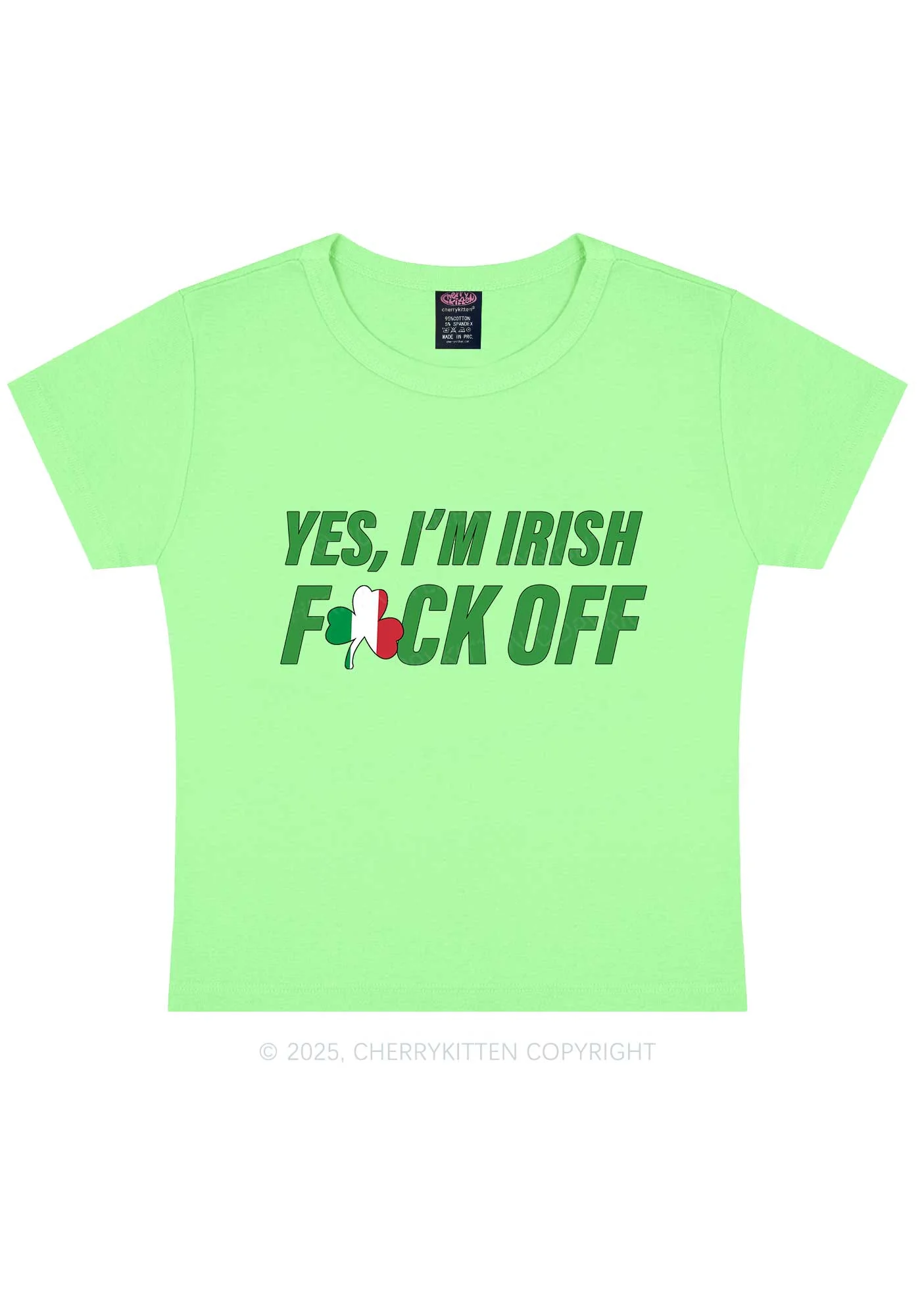 Yes Im Irish St Patricks Y2K Baby Tee Cherrykitten - Image 10