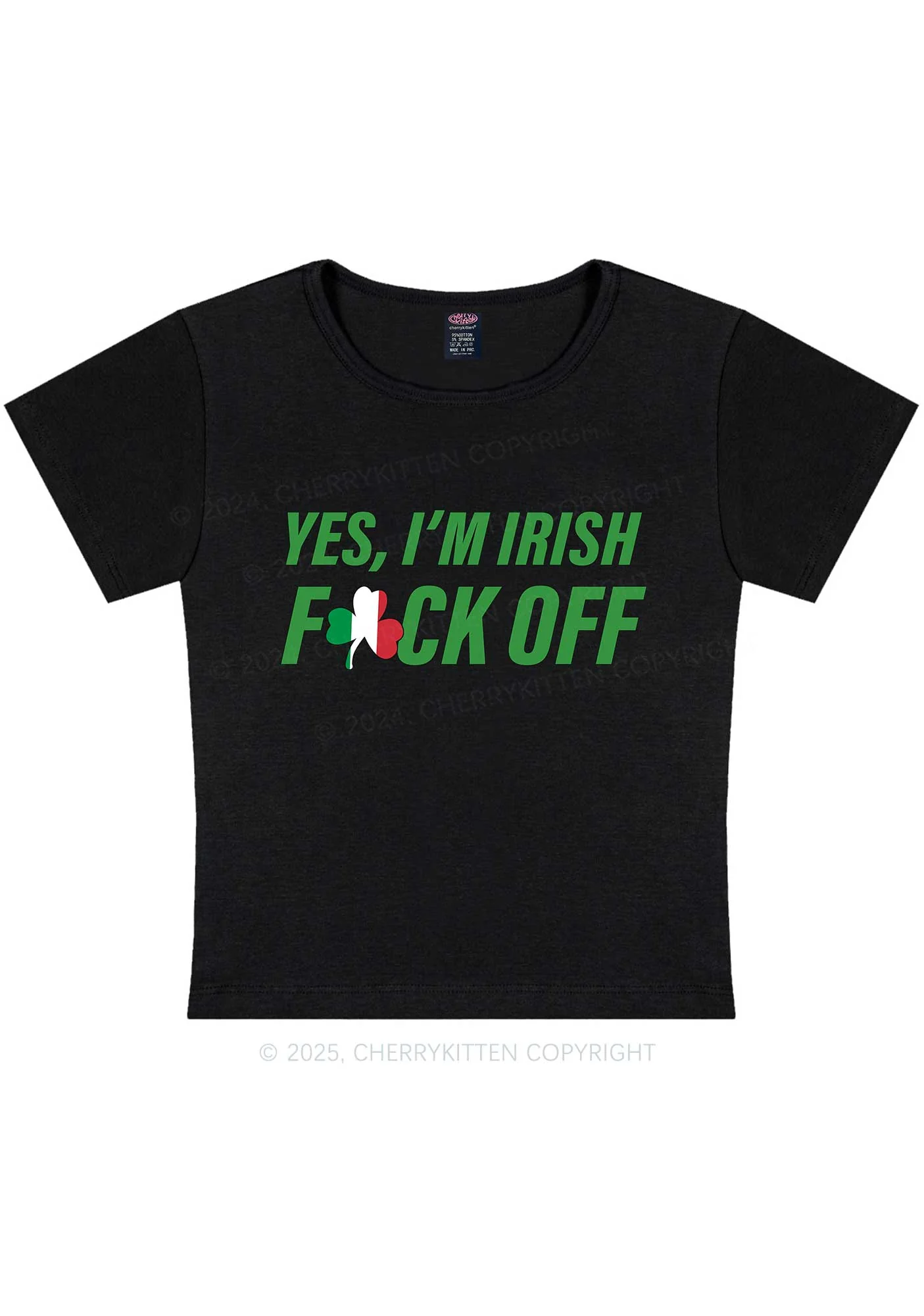 Yes Im Irish St Patricks Y2K Baby Tee Cherrykitten - Image 3