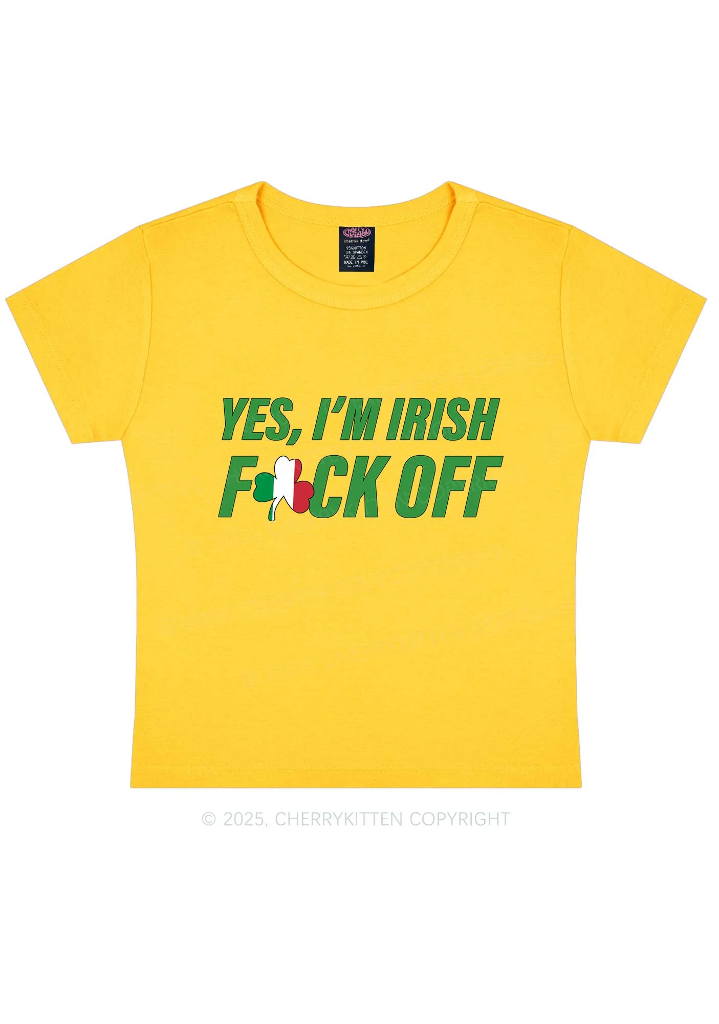 Yes Im Irish St Patricks Y2K Baby Tee Cherrykitten - Image 4