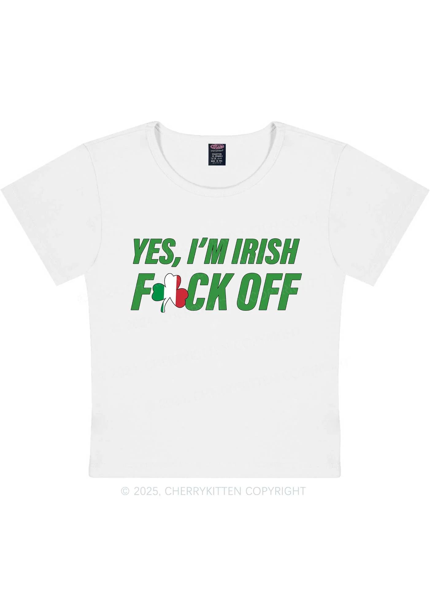 Yes Im Irish St Patricks Y2K Baby Tee Cherrykitten - Image 5