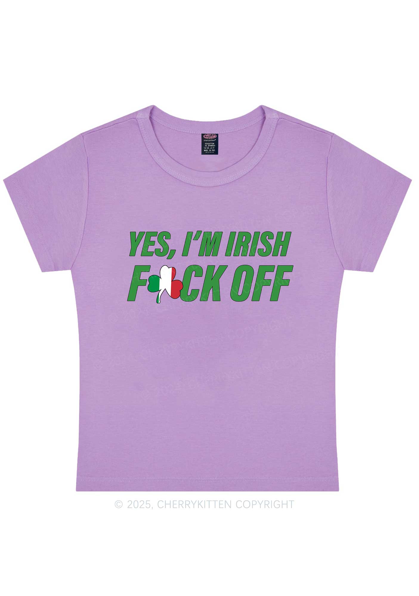 Yes Im Irish St Patricks Y2K Baby Tee Cherrykitten - Image 6