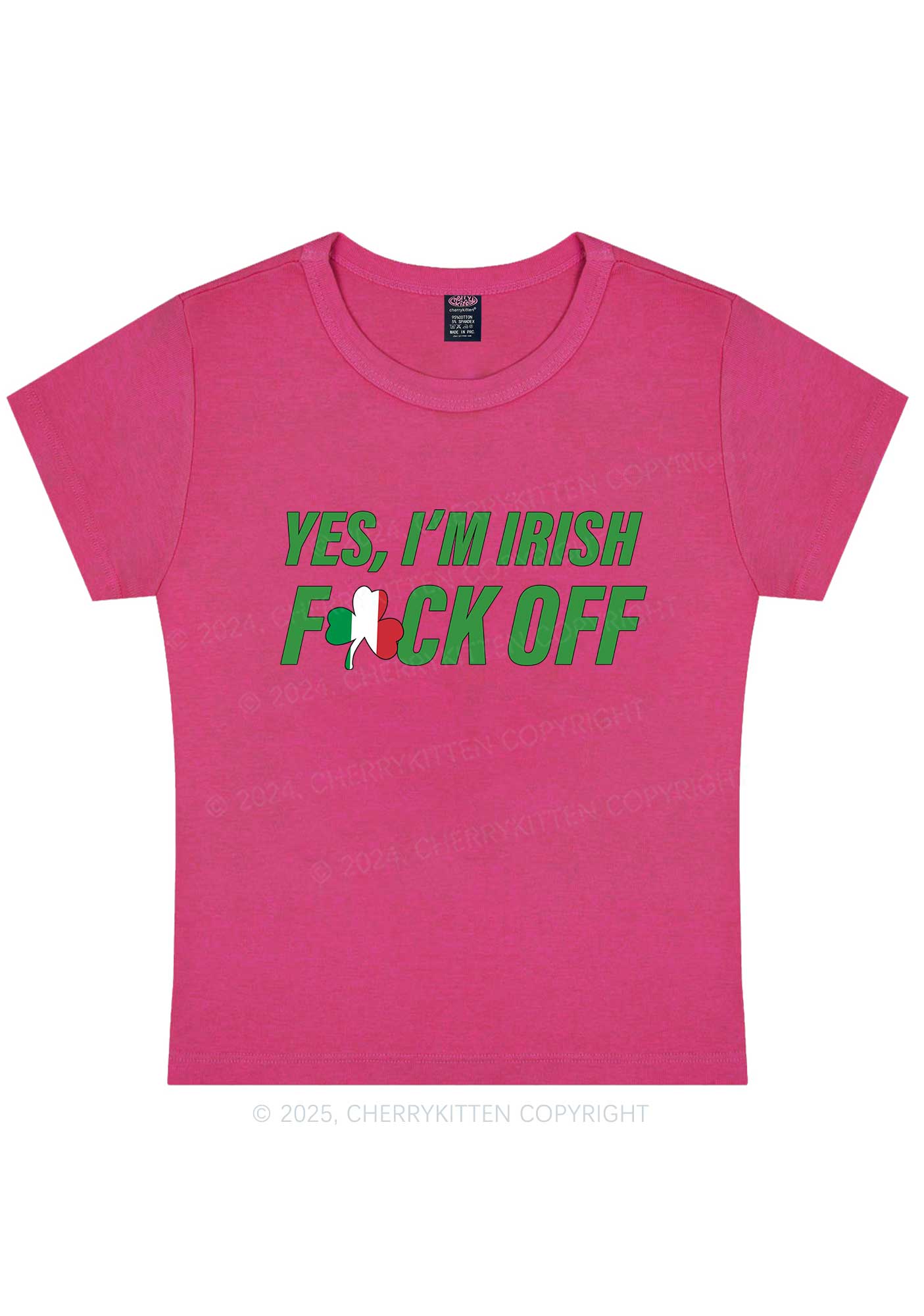 Yes Im Irish St Patricks Y2K Baby Tee Cherrykitten - Image 7