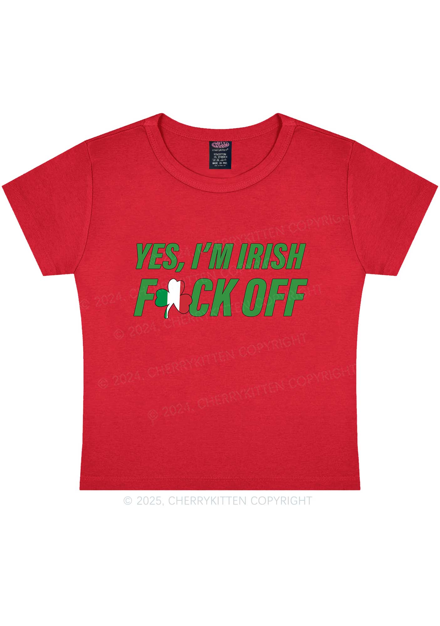 Yes Im Irish St Patricks Y2K Baby Tee Cherrykitten - Image 8