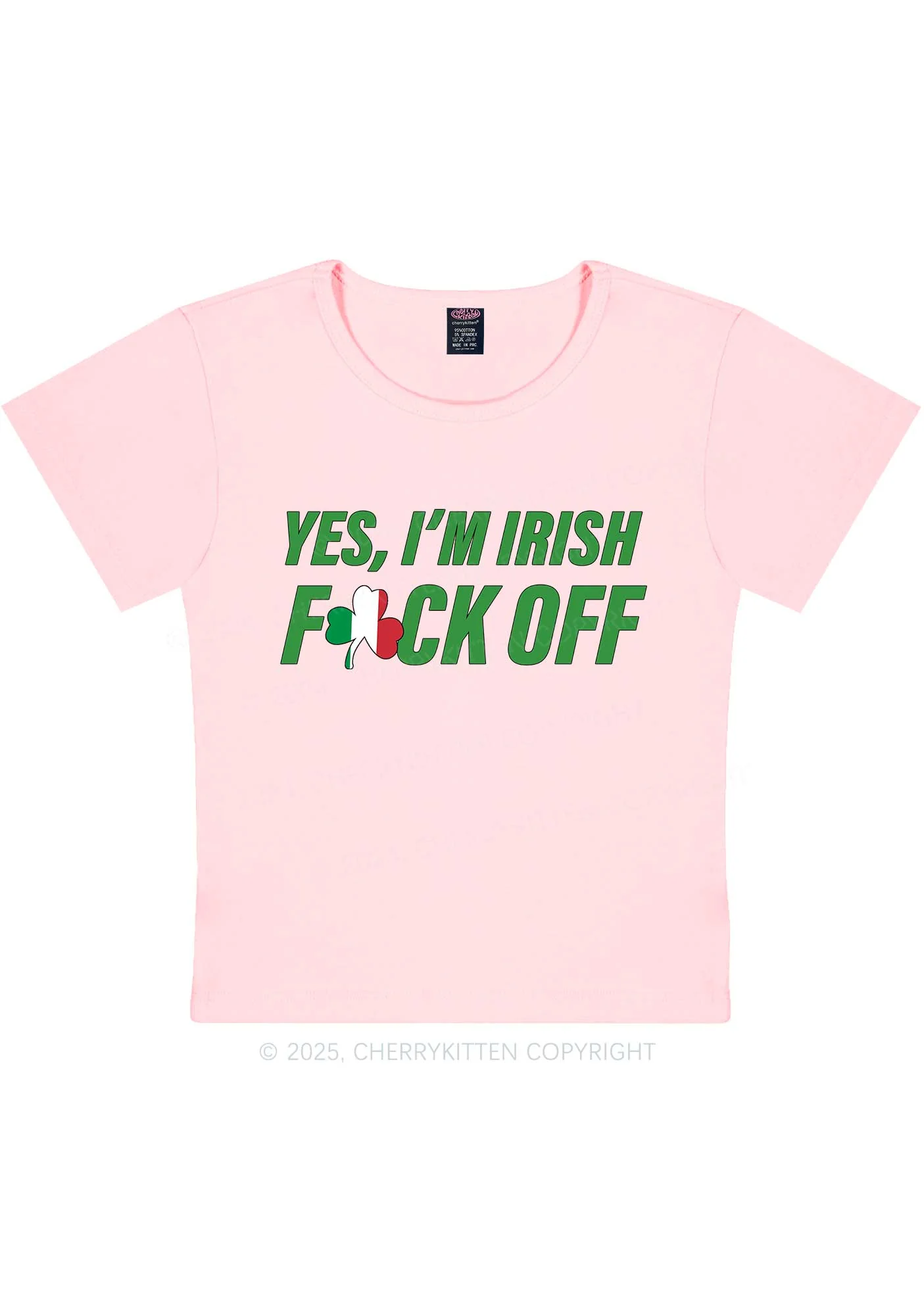 Yes Im Irish St Patricks Y2K Baby Tee Cherrykitten - Image 9