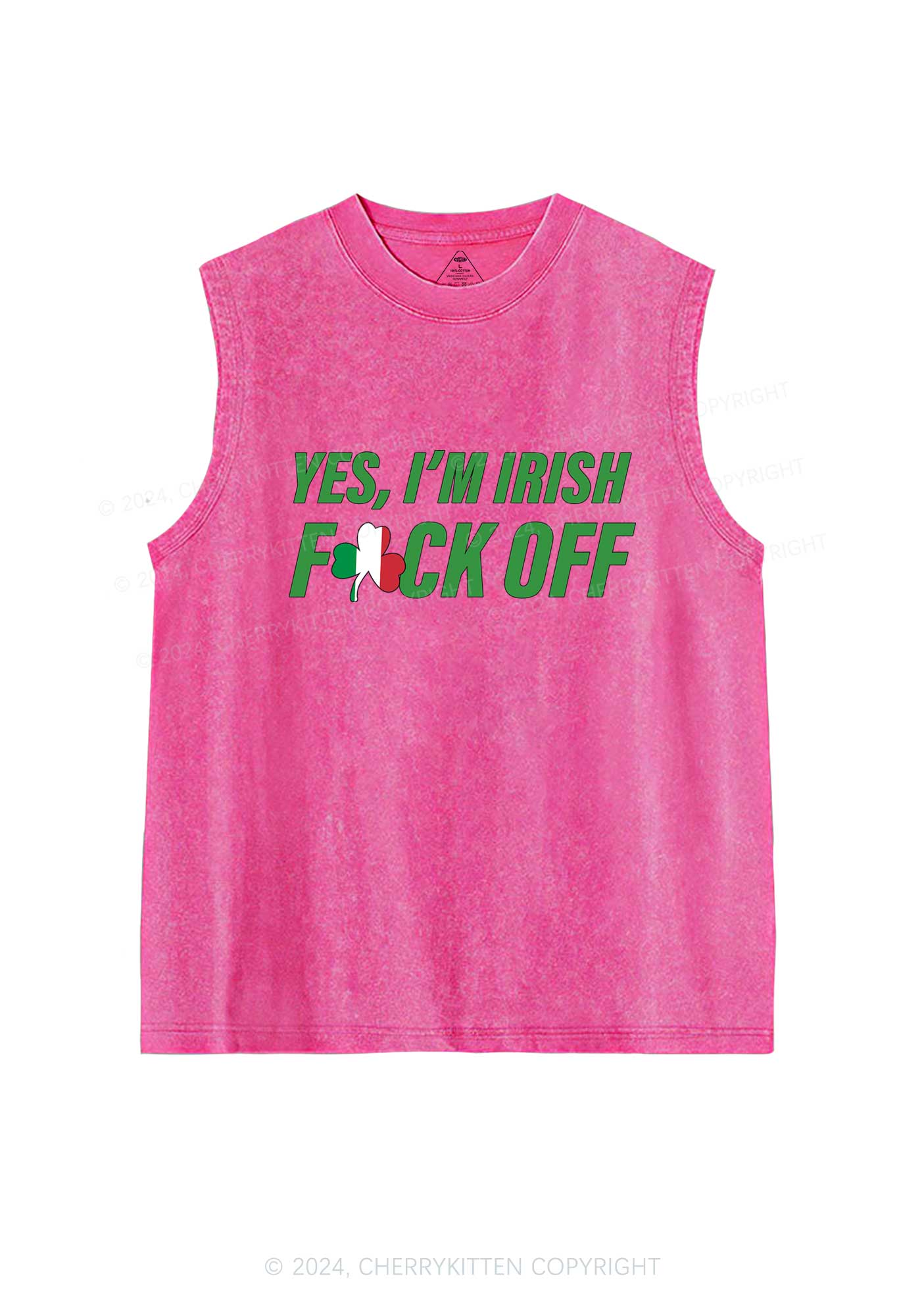 Yes Im Irish St Patricks Y2K Washed Tank Cherrykitten - Image 4