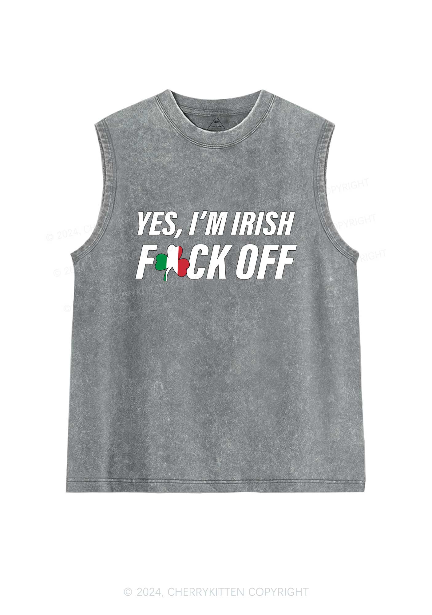 Yes Im Irish St Patricks Y2K Washed Tank Cherrykitten - Image 5