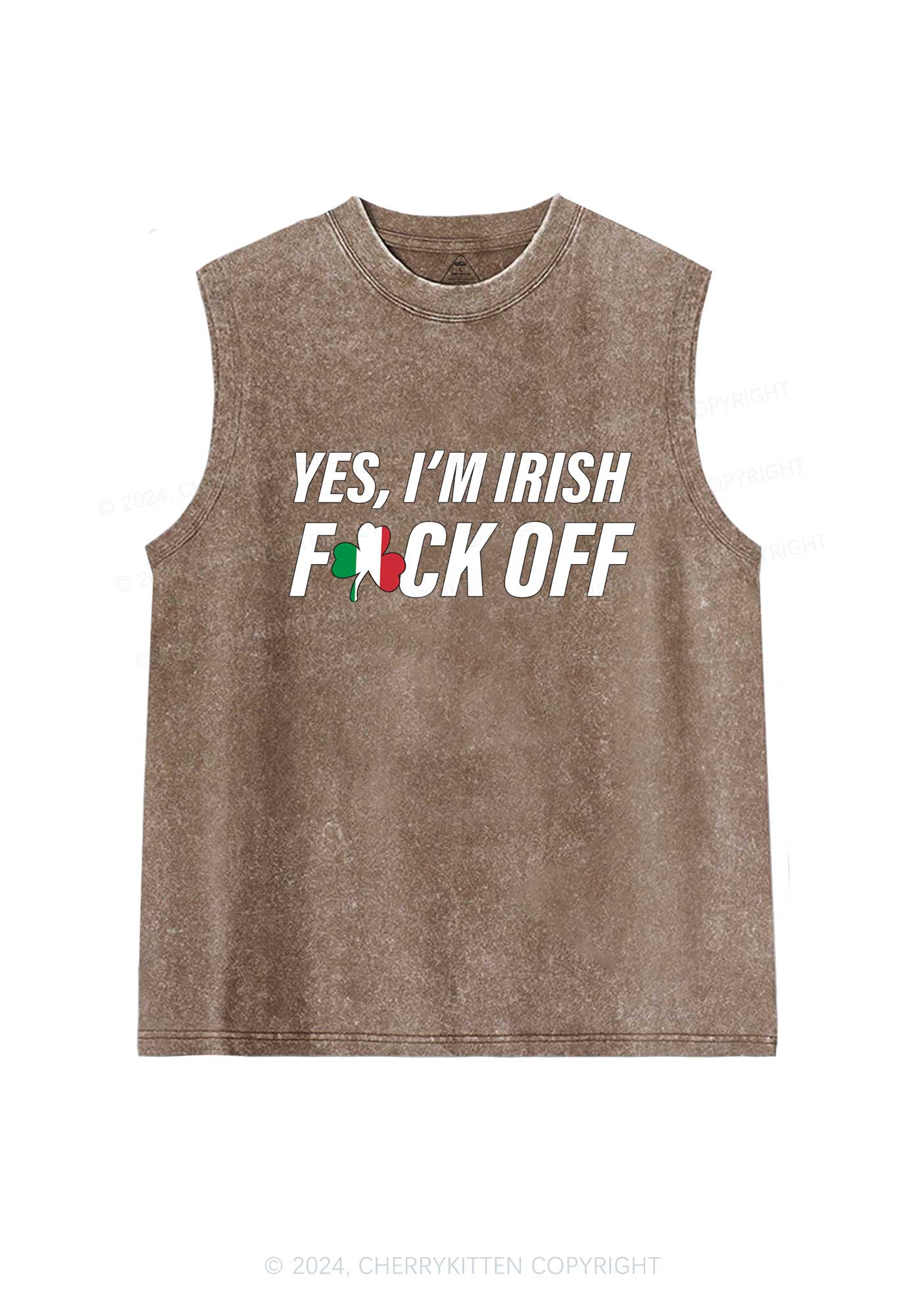 Yes Im Irish St Patricks Y2K Washed Tank Cherrykitten - Image 6