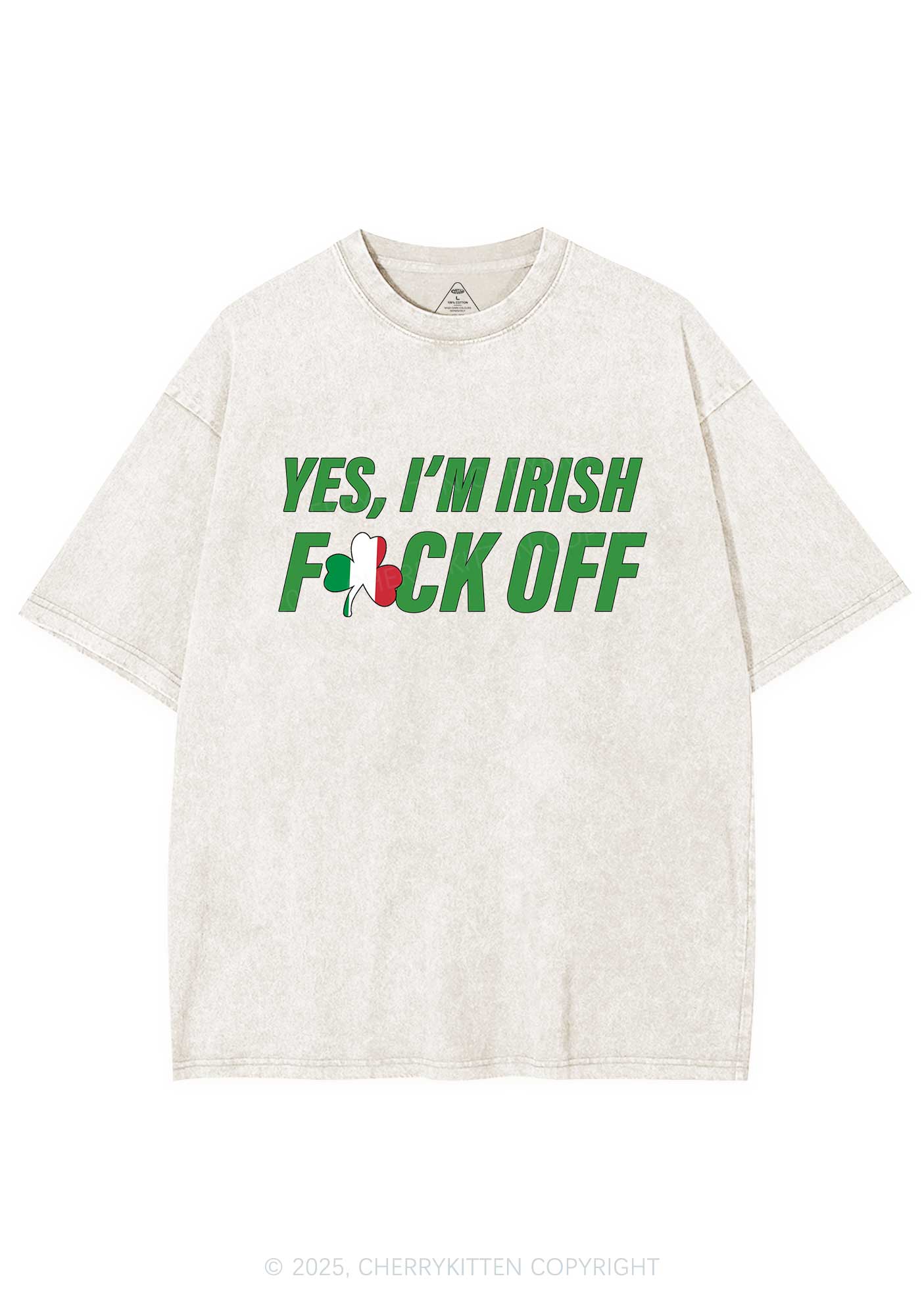 Yes Im Irish St Patricks Y2K Washed Tee Cherrykitten - Image 4