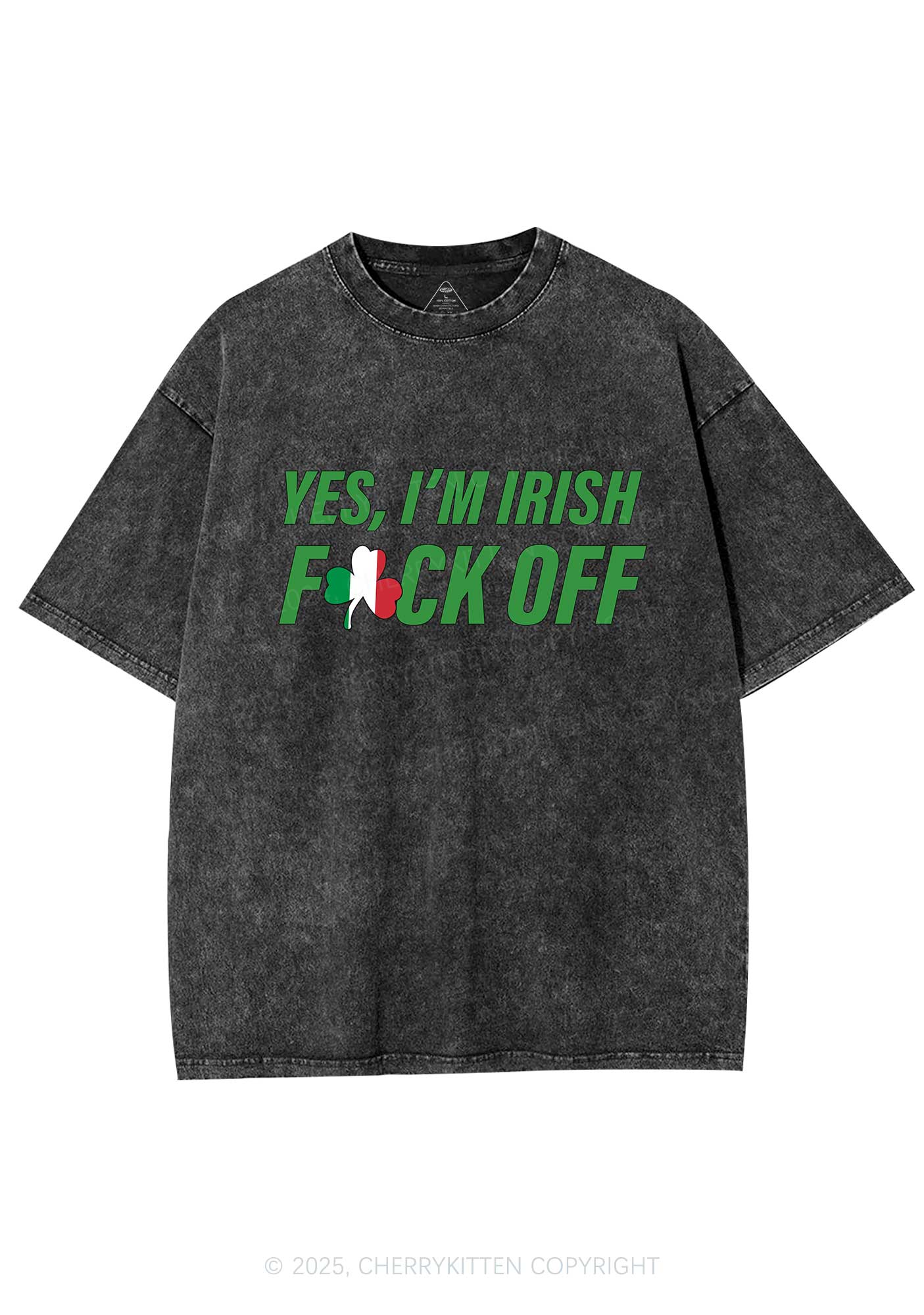 Yes Im Irish St Patricks Y2K Washed Tee Cherrykitten - Image 5