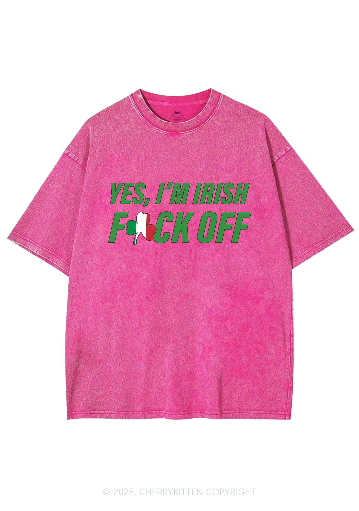 Yes Im Irish St Patricks Y2K Washed Tee Cherrykitten - Image 6