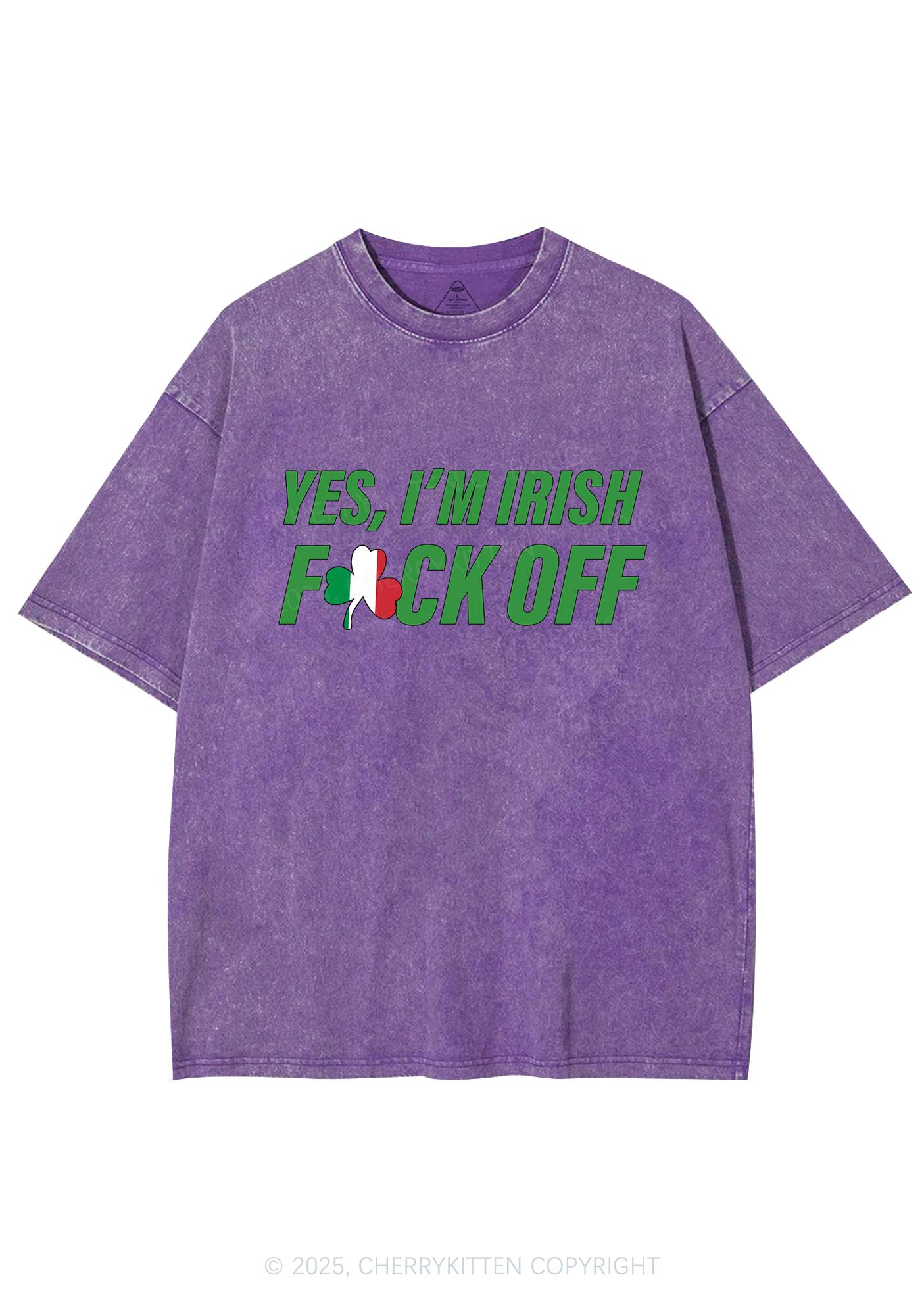 Yes Im Irish St Patricks Y2K Washed Tee Cherrykitten - Image 7