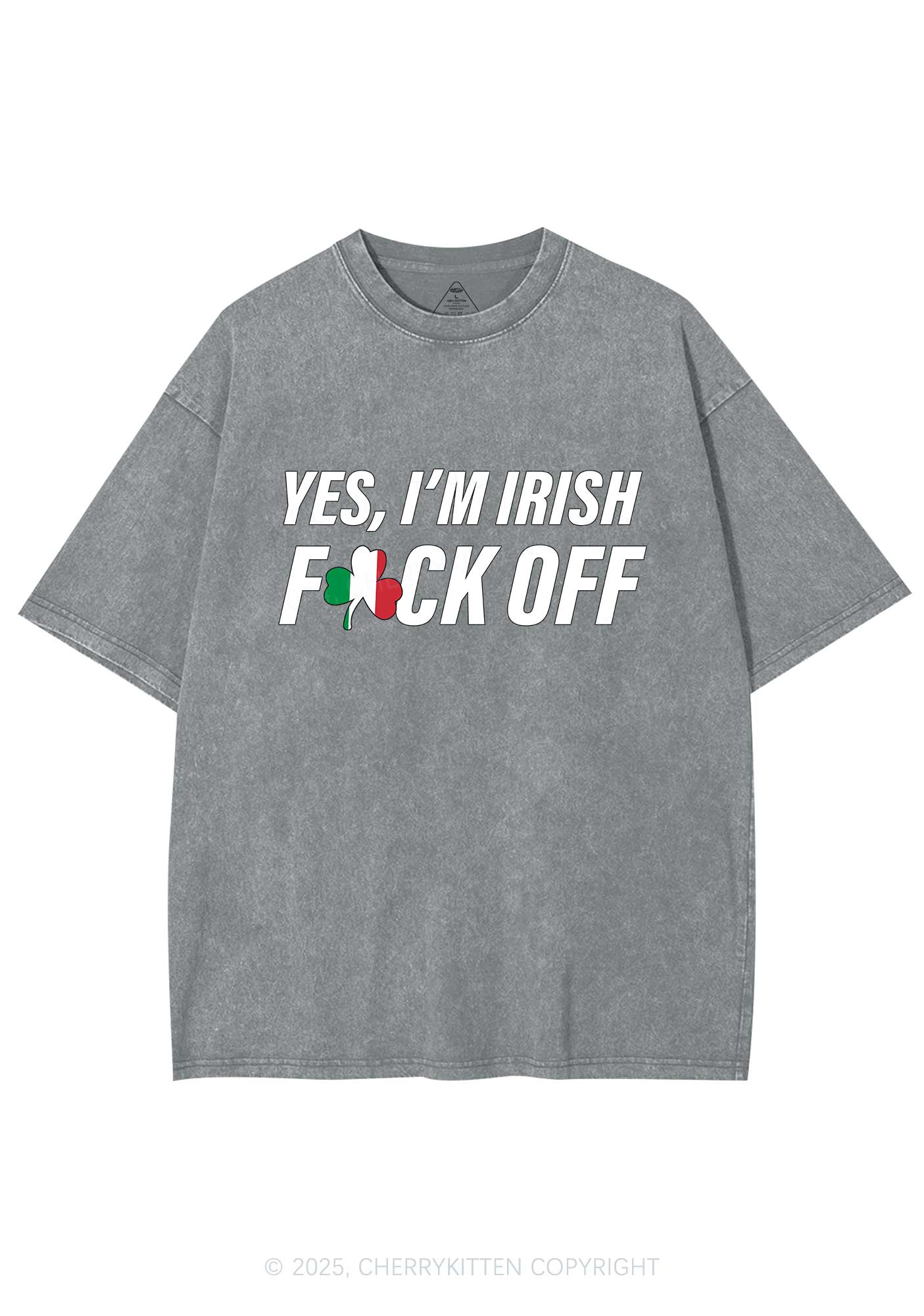 Yes Im Irish St Patricks Y2K Washed Tee Cherrykitten - Image 8