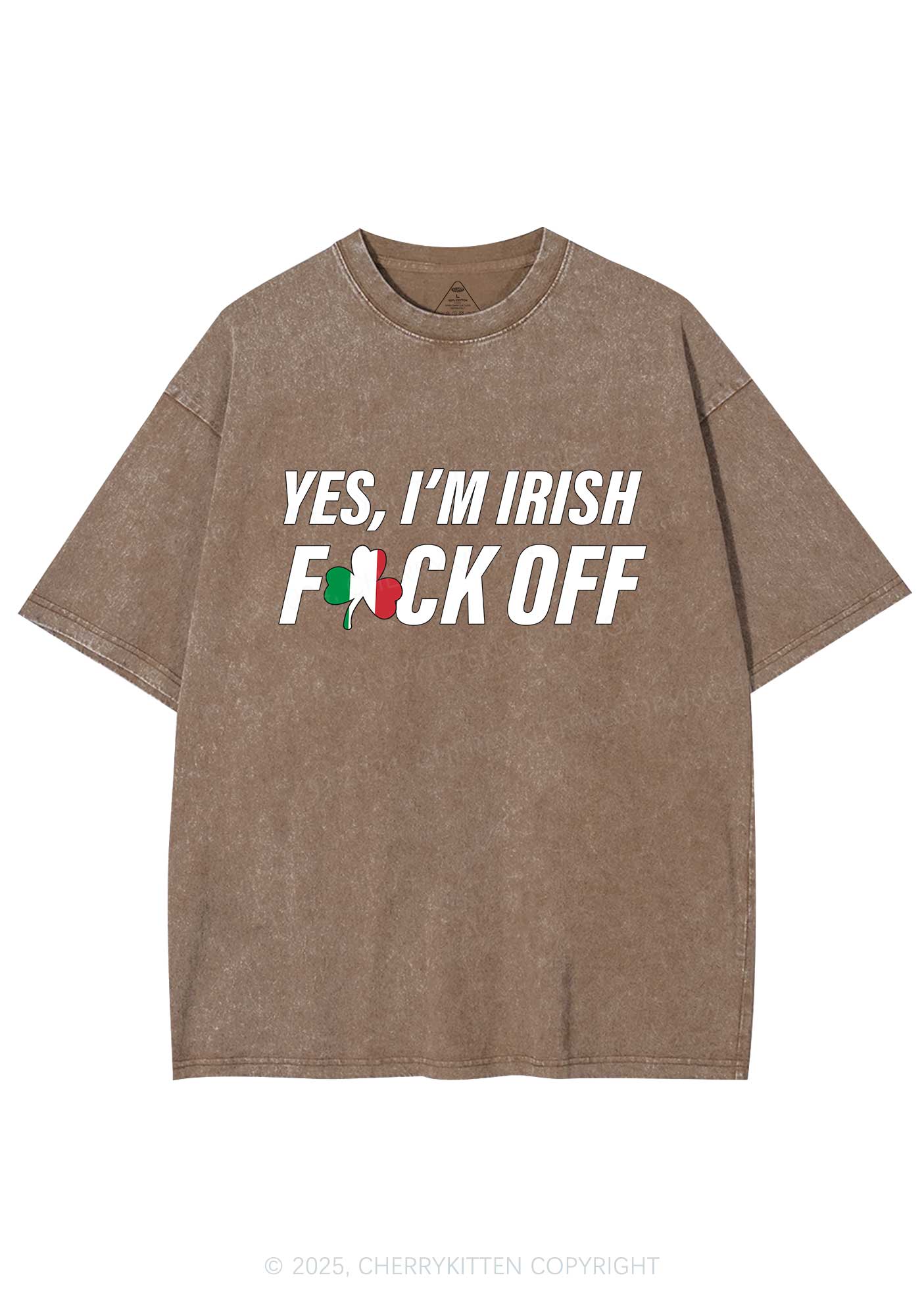 Yes Im Irish St Patricks Y2K Washed Tee Cherrykitten - Image 9