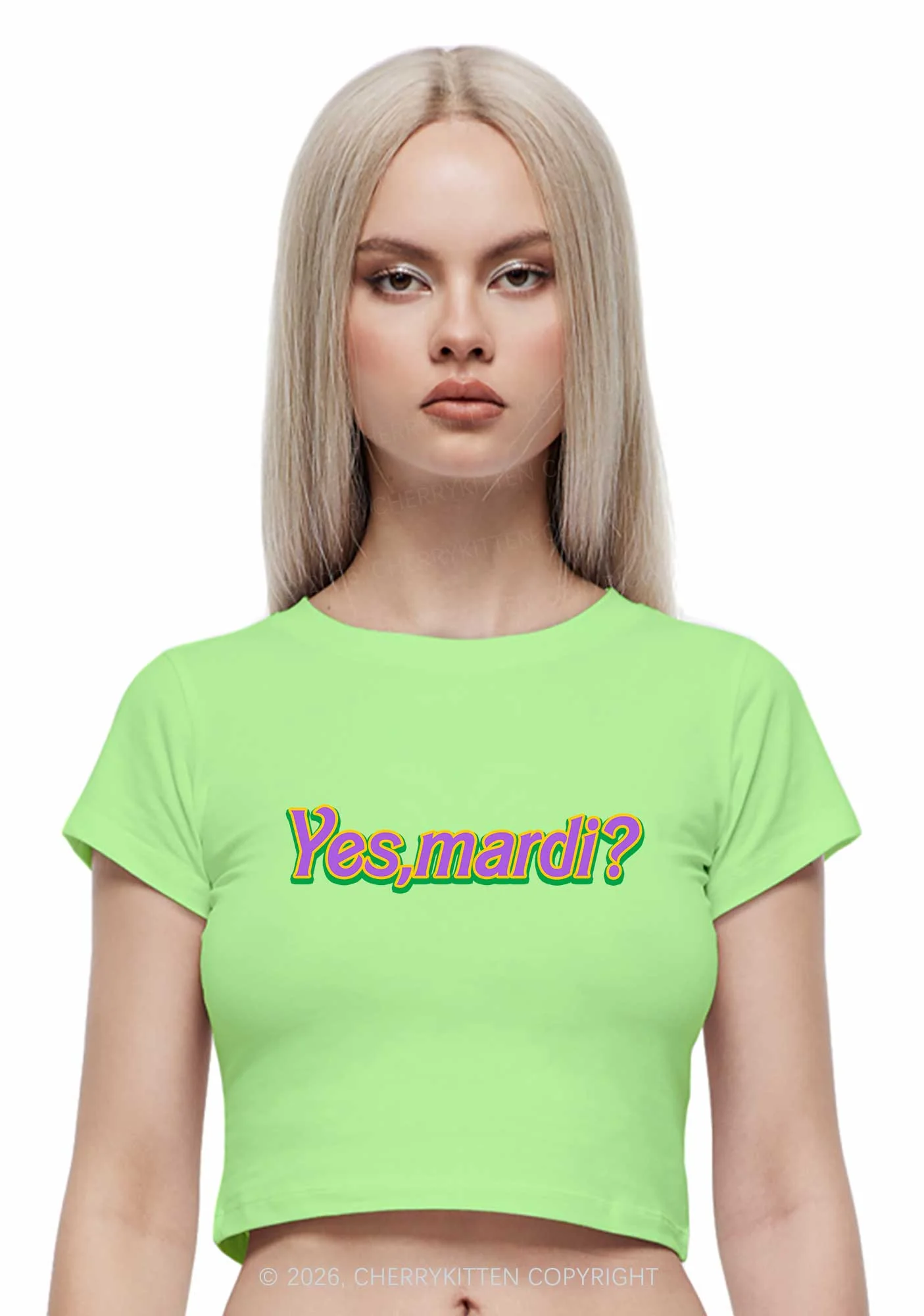 Yes Mardi Y2K Baby Tee Cherrykitten - Image 2