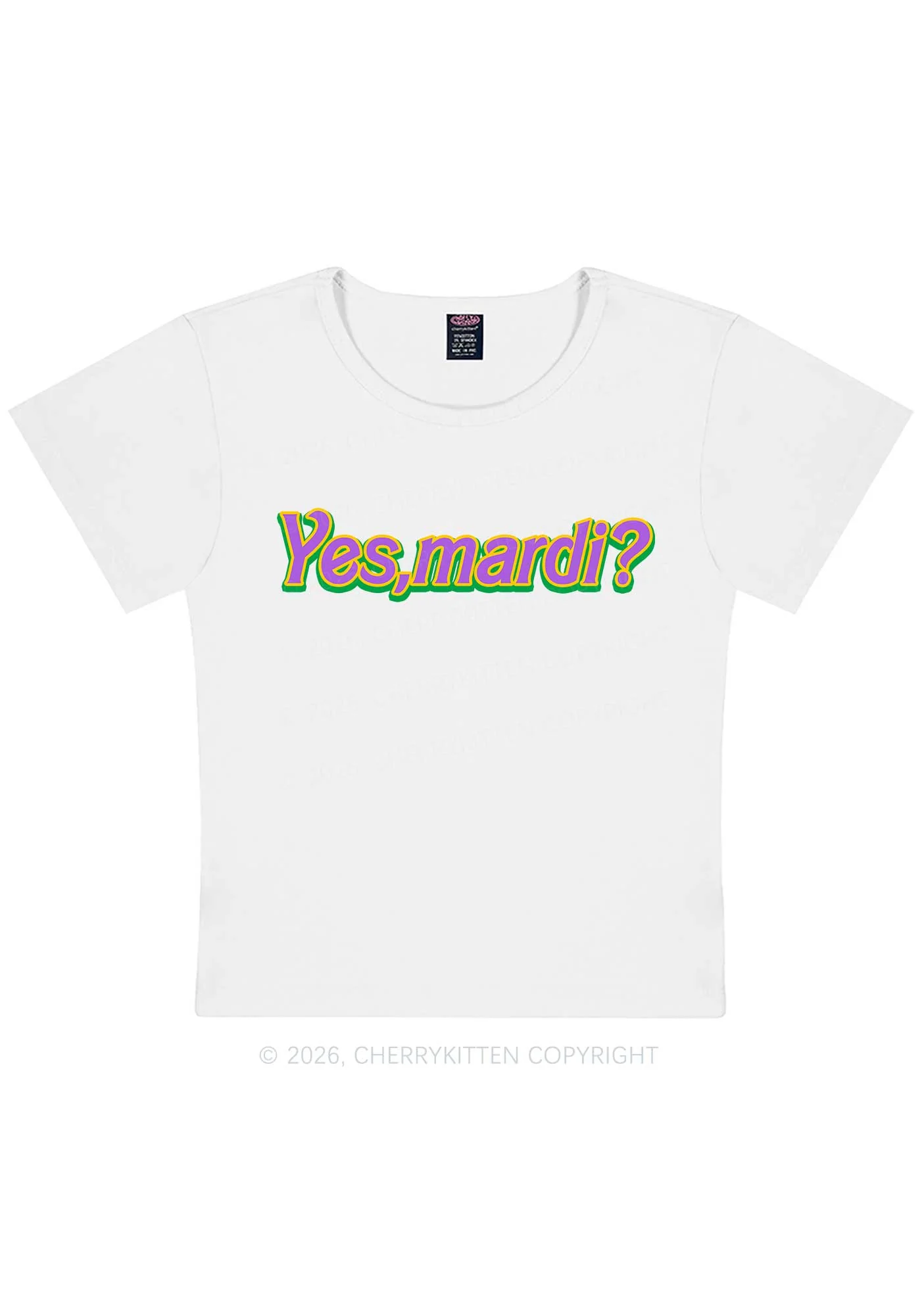 Yes Mardi Y2K Baby Tee Cherrykitten - Image 3