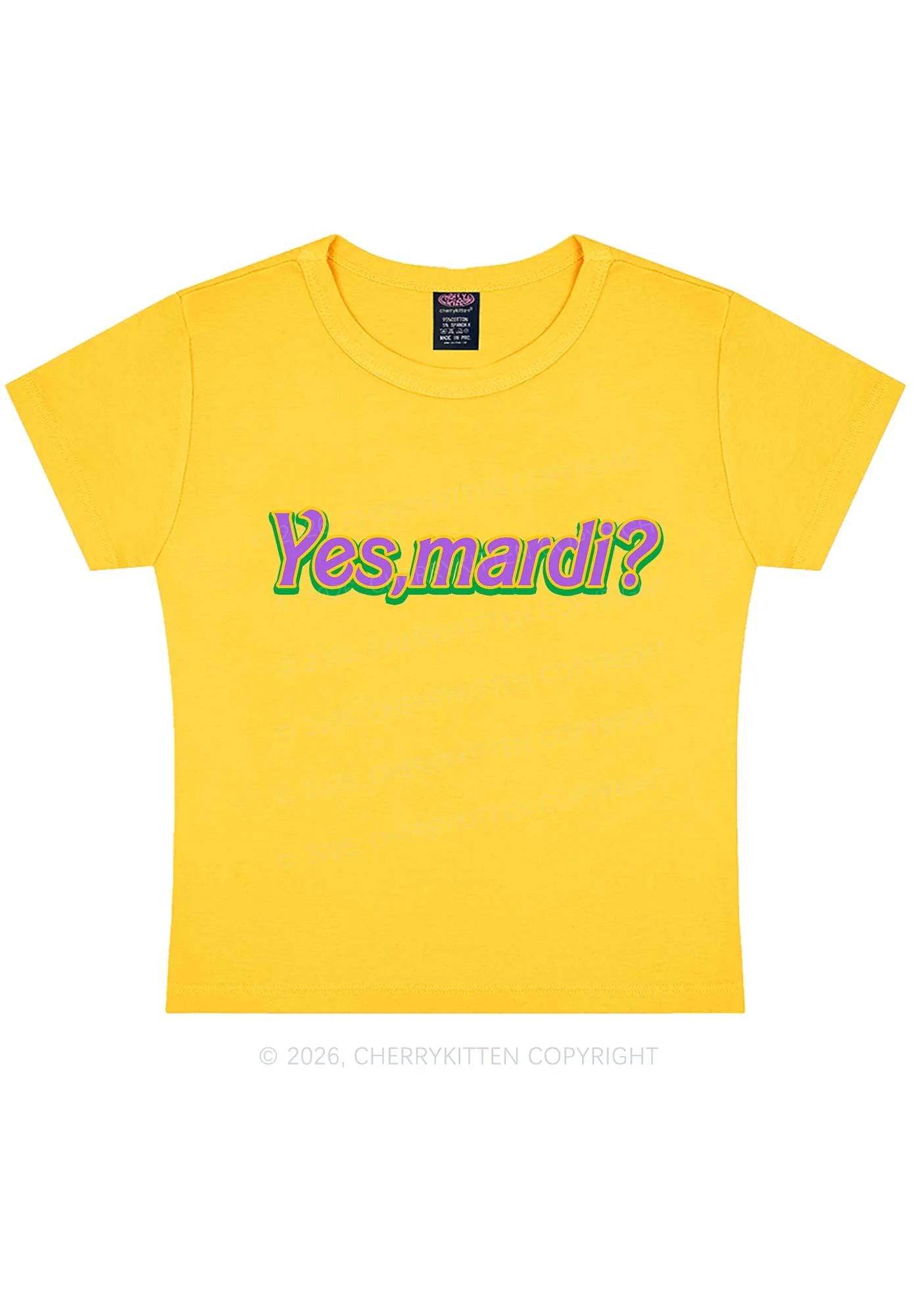 Yes Mardi Y2K Baby Tee Cherrykitten - Image 4