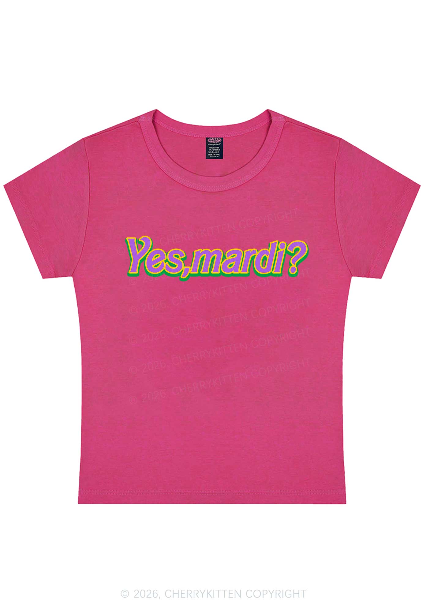 Yes Mardi Y2K Baby Tee Cherrykitten - Image 6
