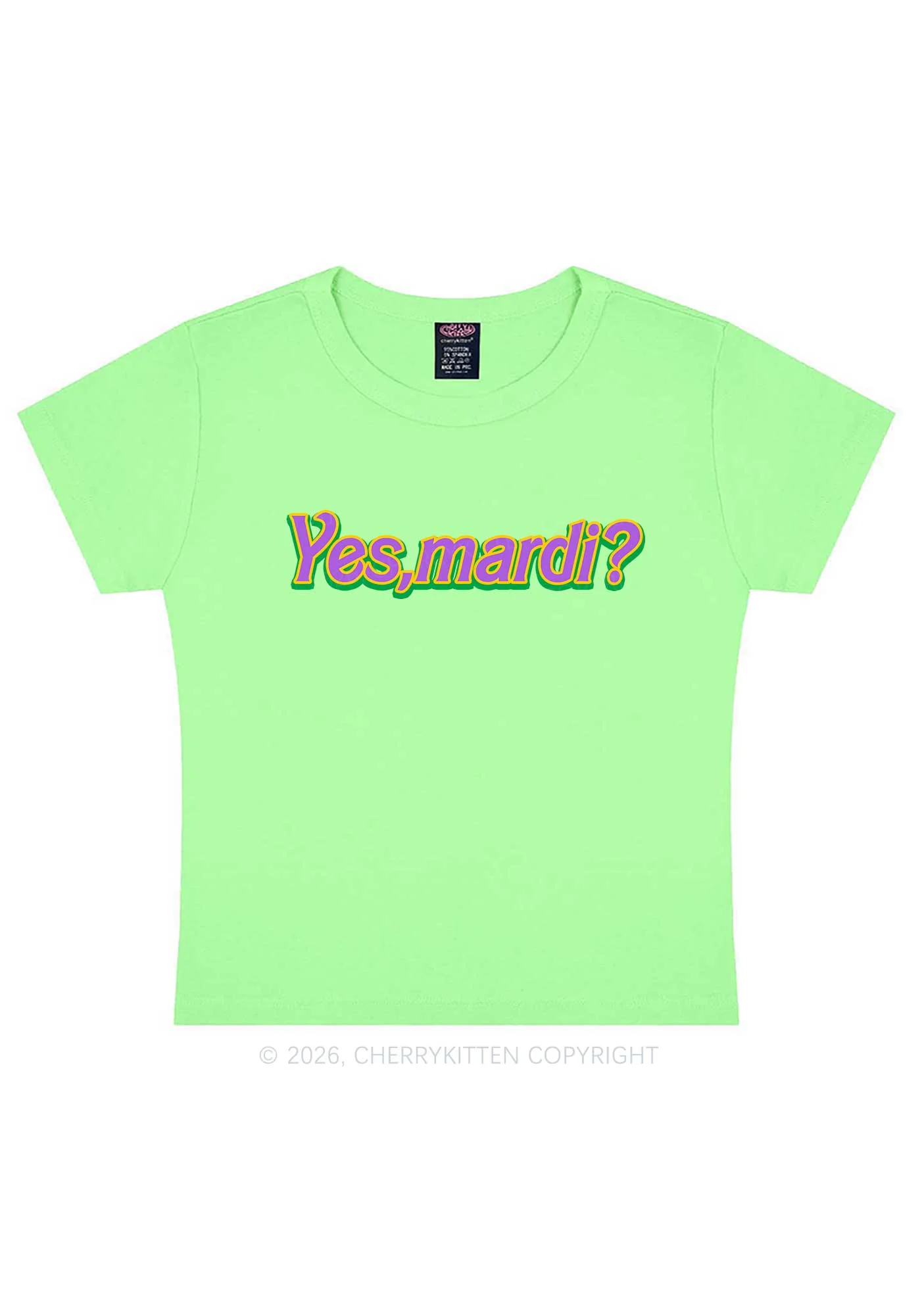 Yes Mardi Y2K Baby Tee Cherrykitten - Image 9