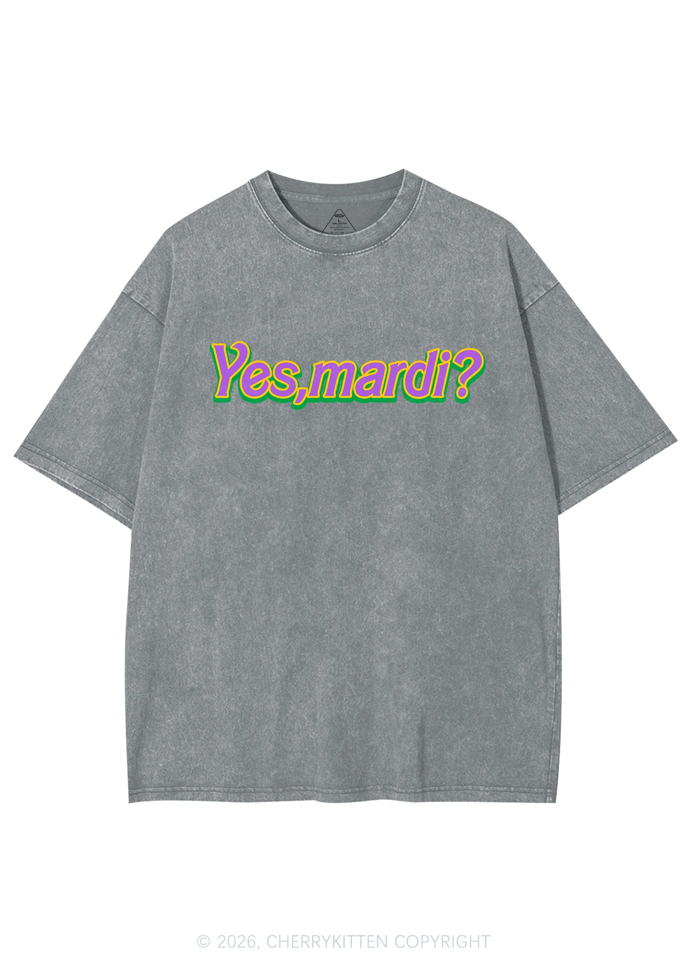 Yes Mardi Y2K Shirts Washed Tee Cherrykitten - Image 8