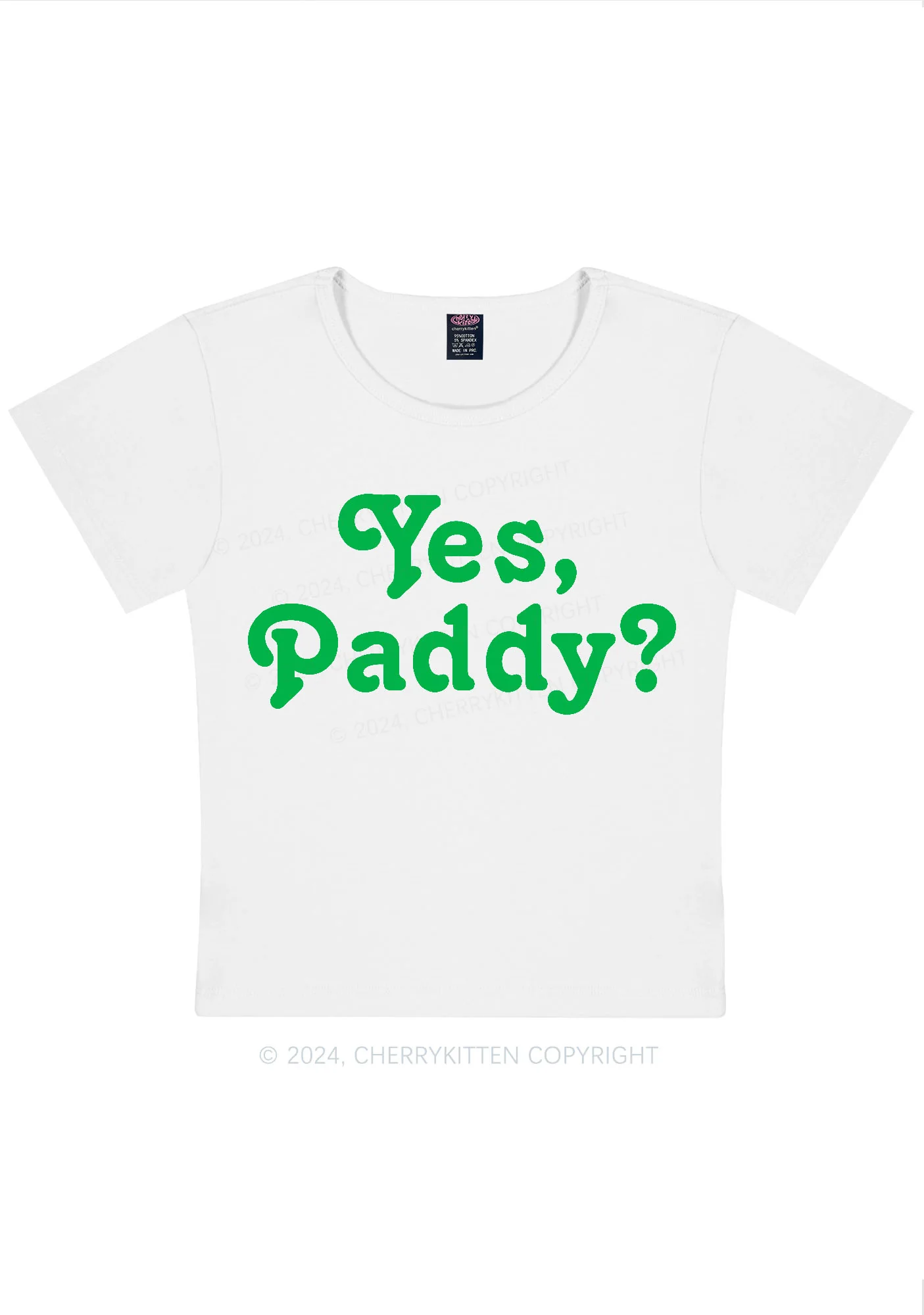 Yes Paddy St Patricks Y2K Baby Tee Cherrykitten - Image 5