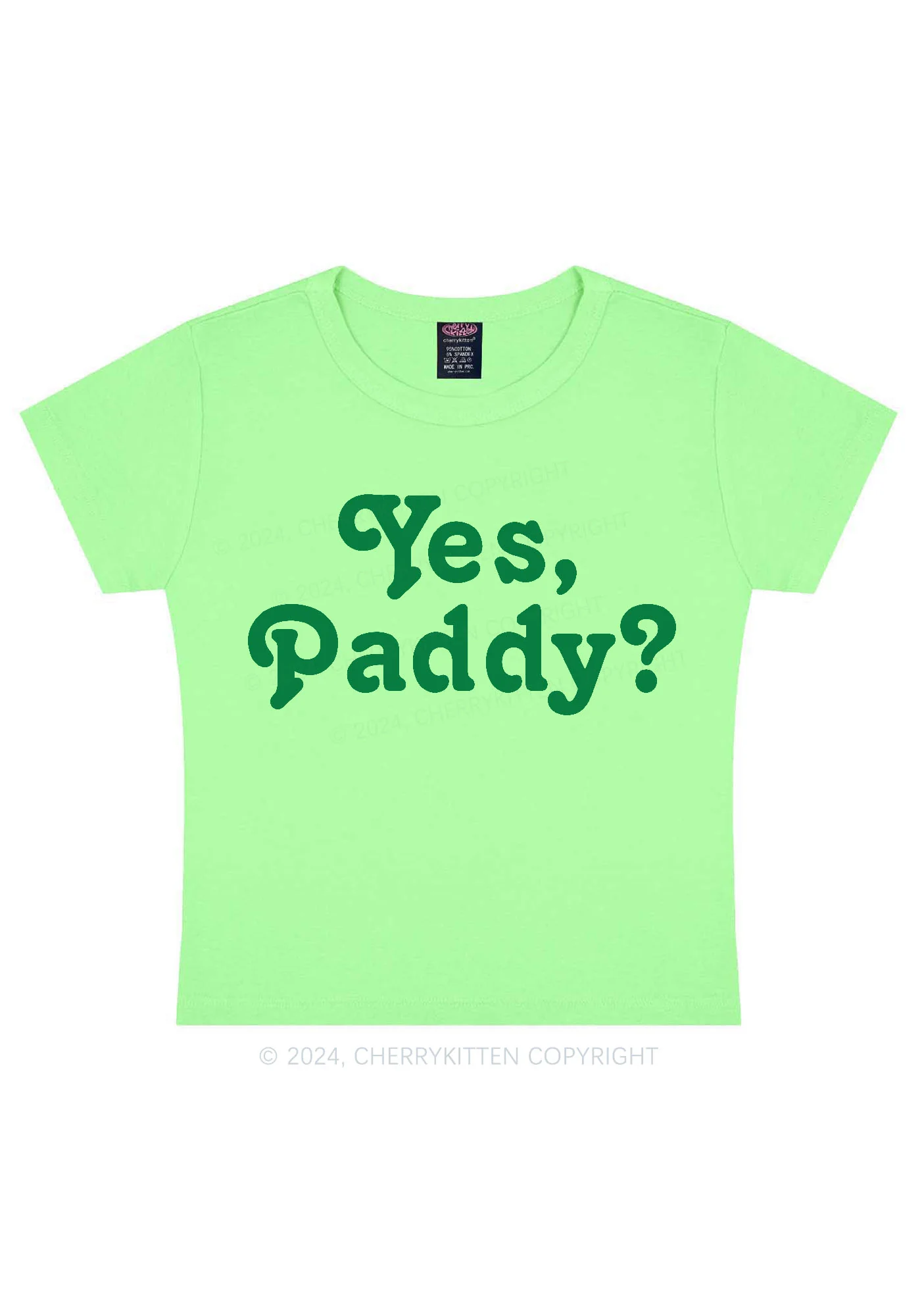 Yes Paddy St Patricks Y2K Baby Tee Cherrykitten - Image 6