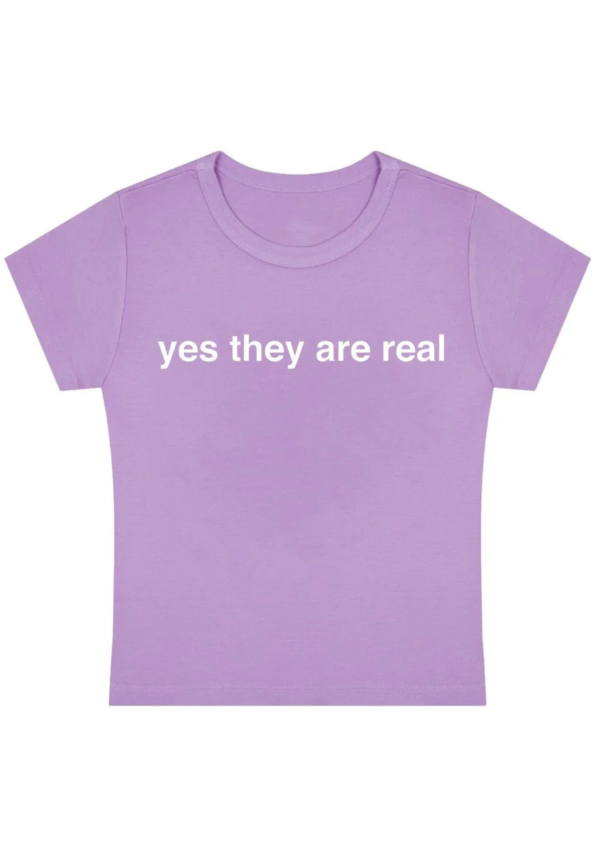 Yes They're Real Y2k Baby Tee - Image 3