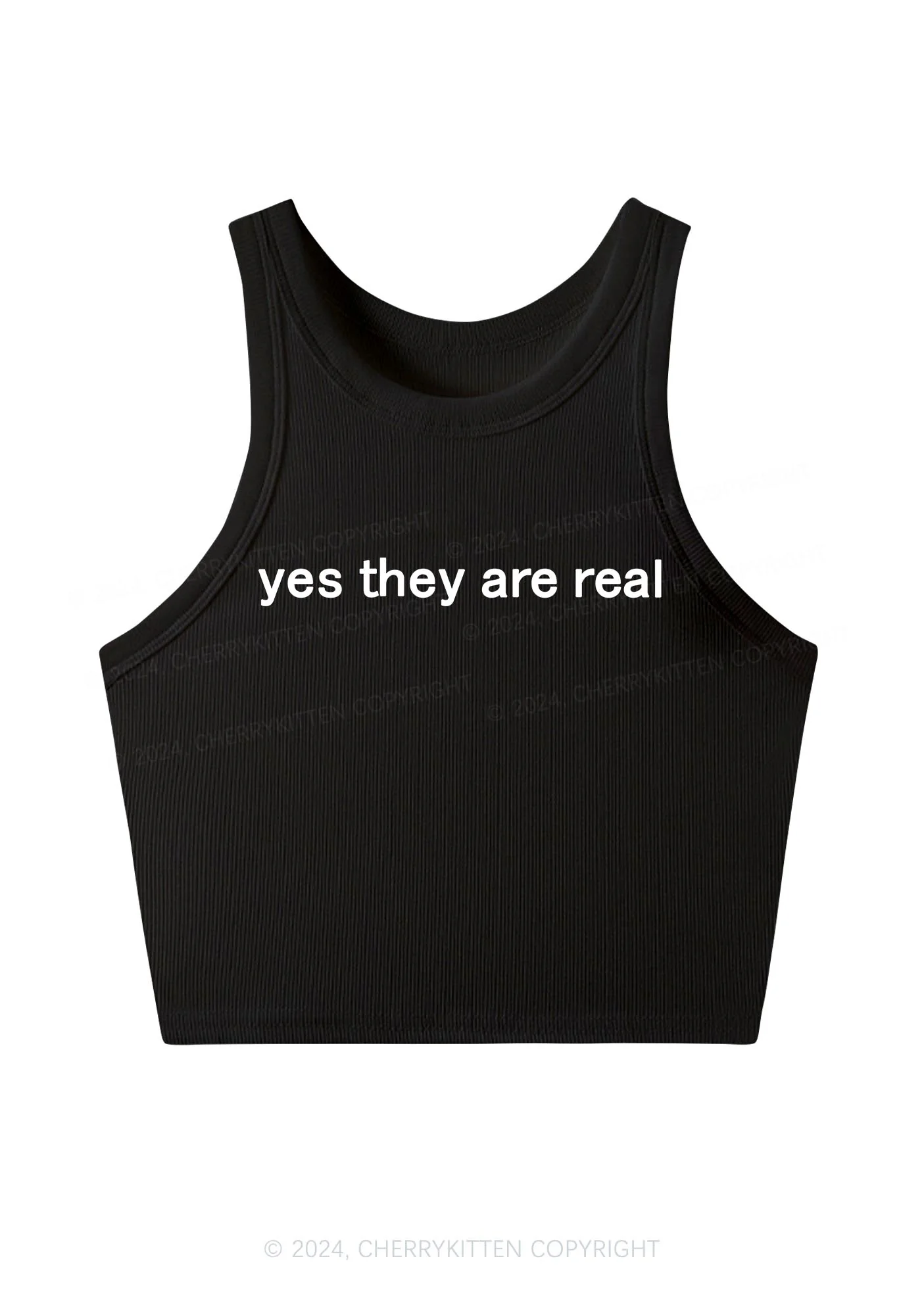 Yes They're Real Y2K Crop Tank Top Cherrykitten - Image 2