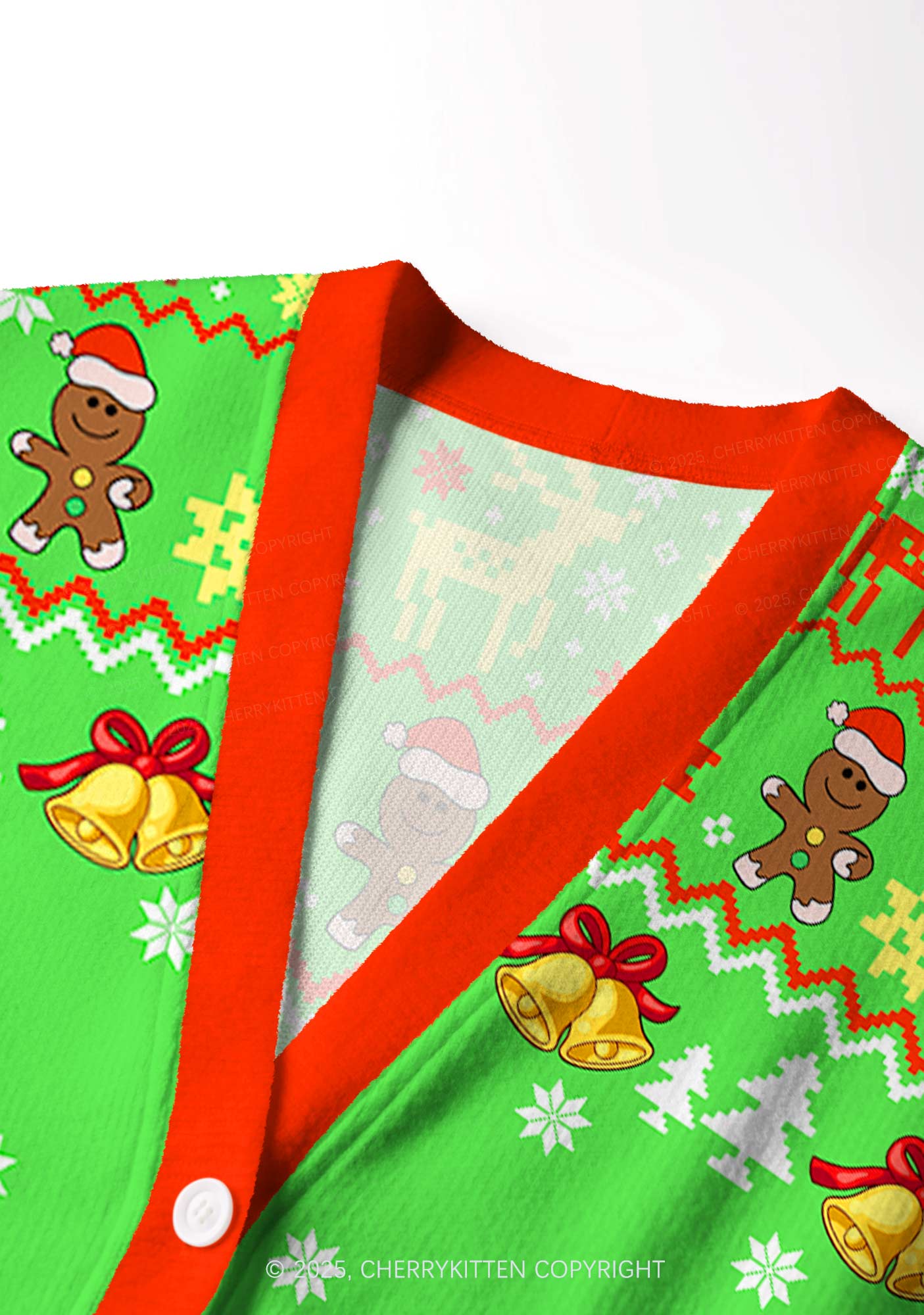 Yoga Girl Y2K Christmas Cardigan Knit Sweatshirt Cherrykitten - Image 5