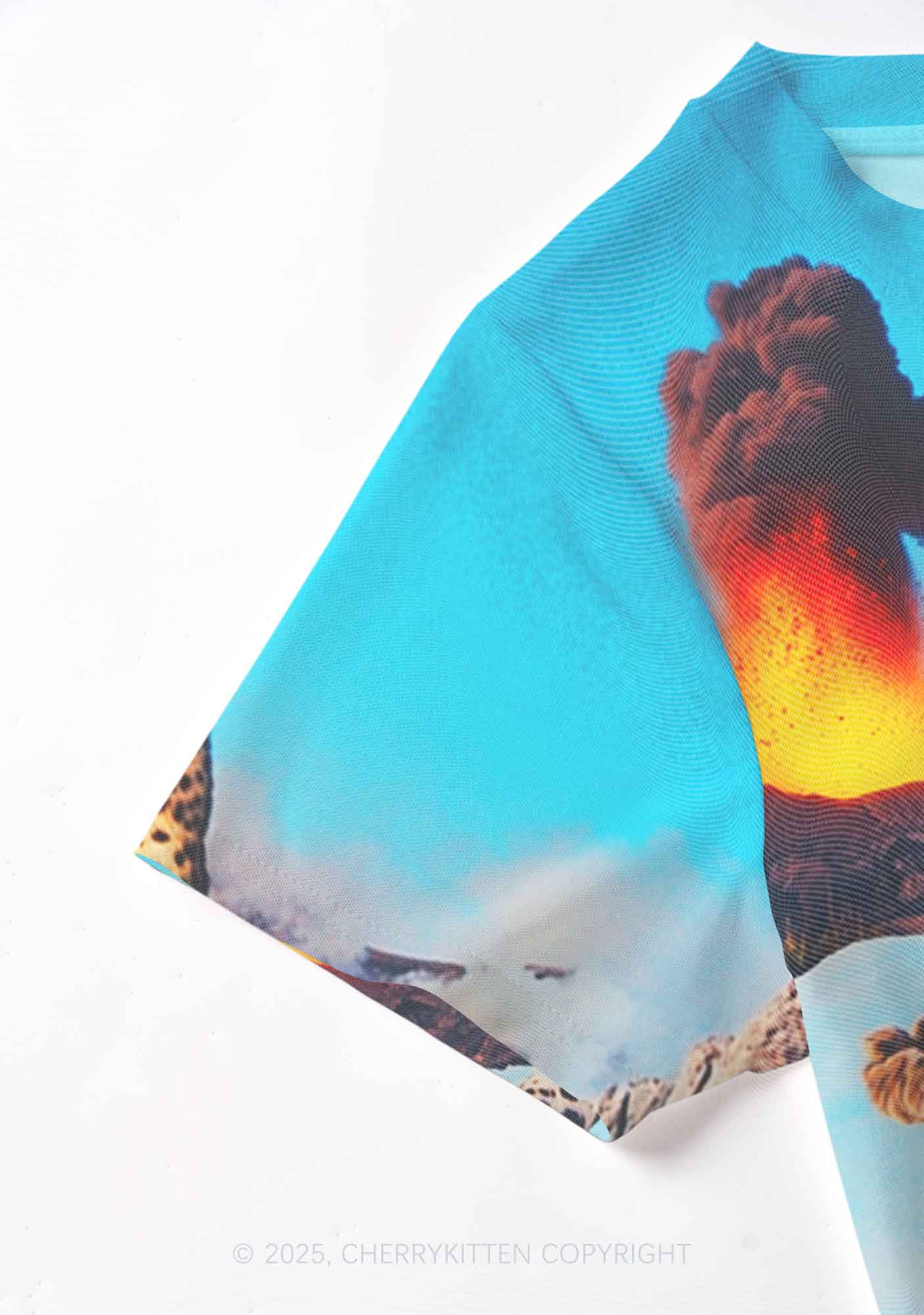 Yoga Leopard And Volcano Y2K Mesh Crop Top Cherrykitten - Image 4