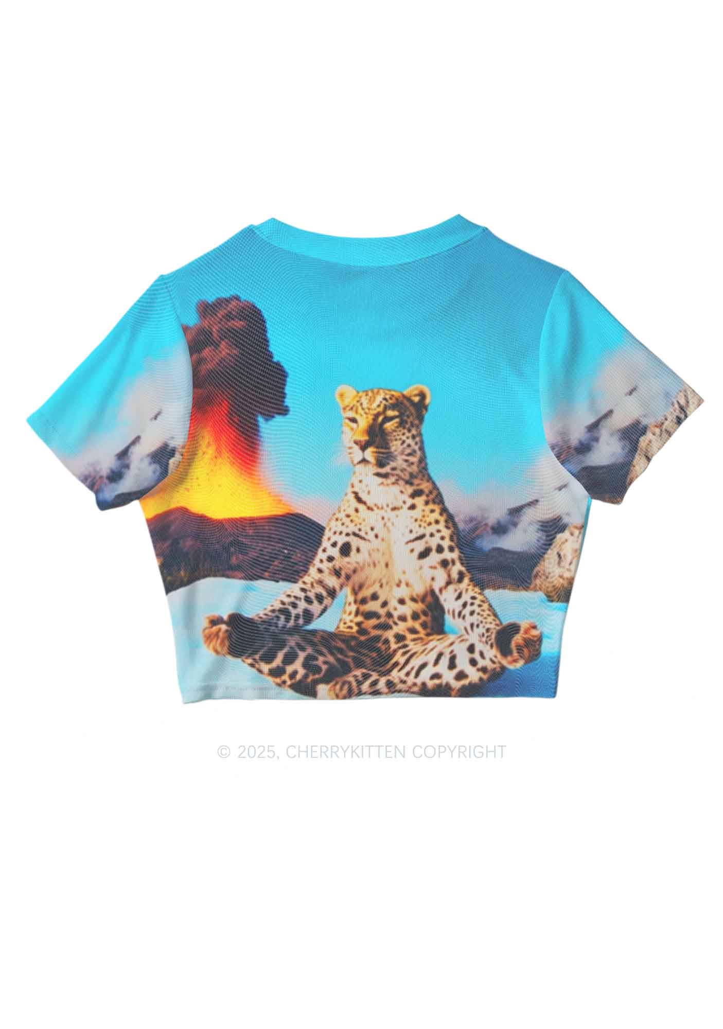 Yoga Leopard And Volcano Y2K Mesh Crop Top Cherrykitten - Image 5